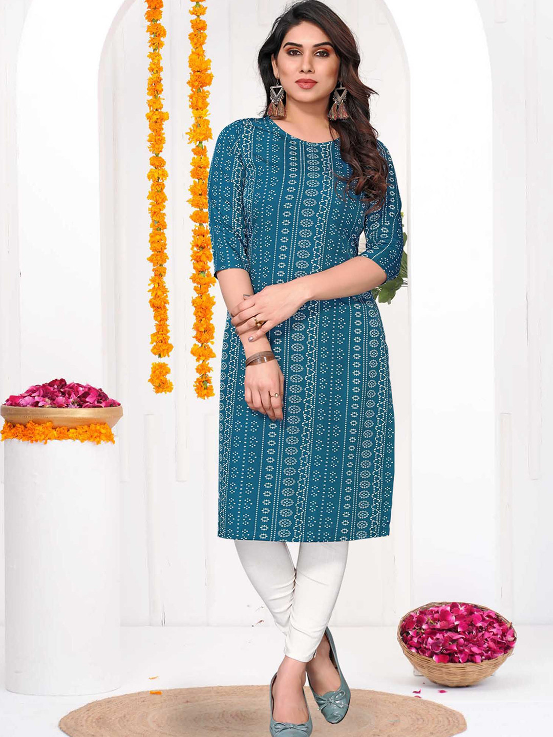 Moda Rapido Women Ethnic Motifs Printed Daily Straight Kurta