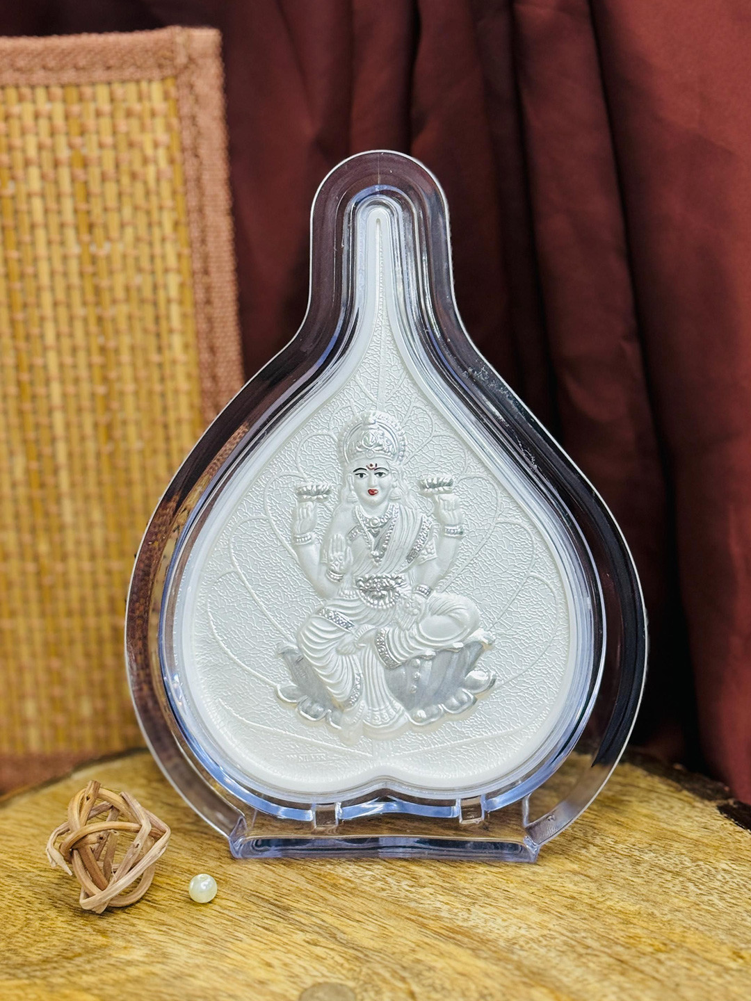 ABDESIGNS Silver Toned & Transparent Goddess Laxmi Table Photo Frame