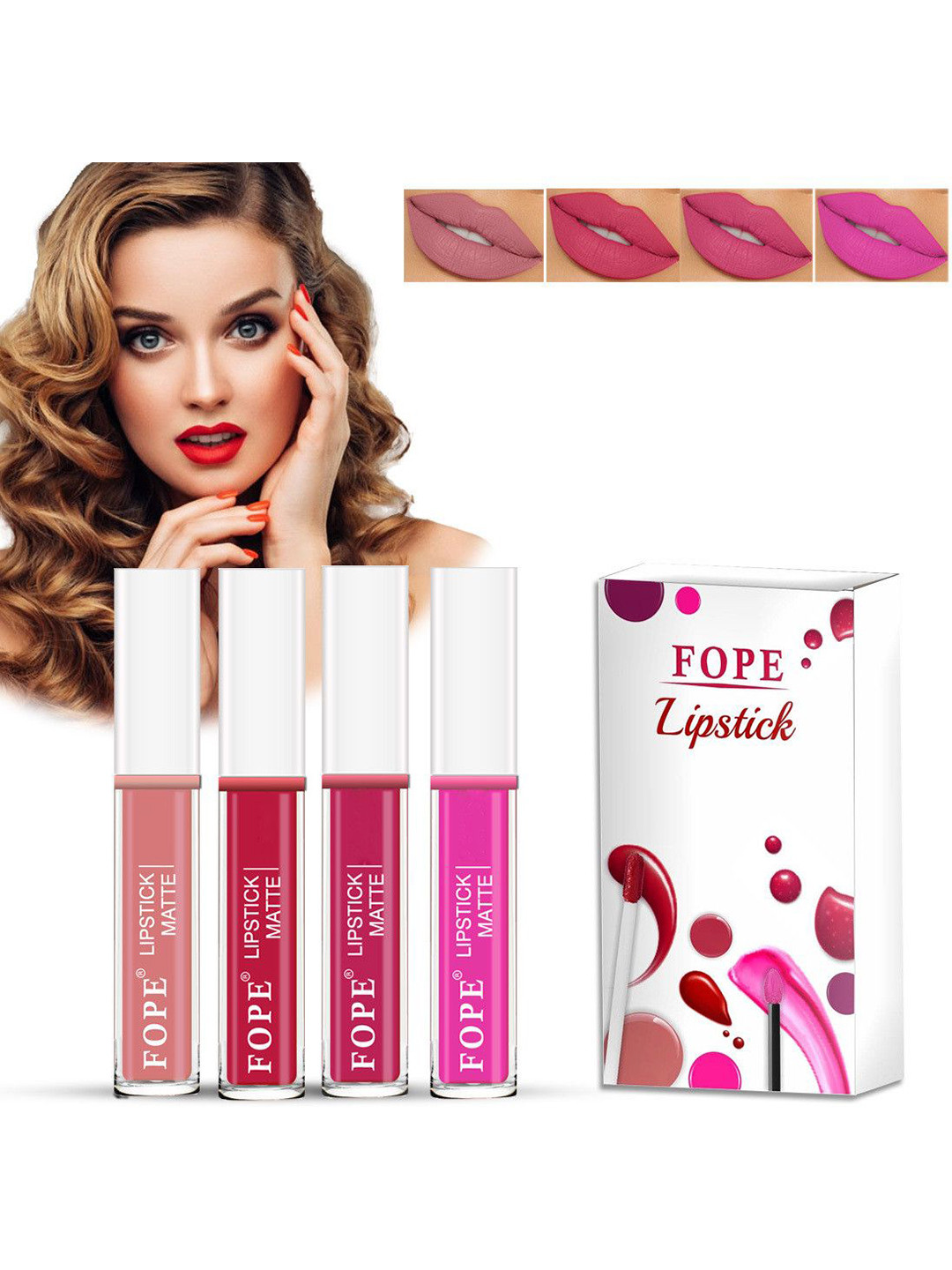 FOPE Bold Talk Set Of 4 Long Lasting Matte Liquid Lipstick - 4 ml Each -2-9-10-12