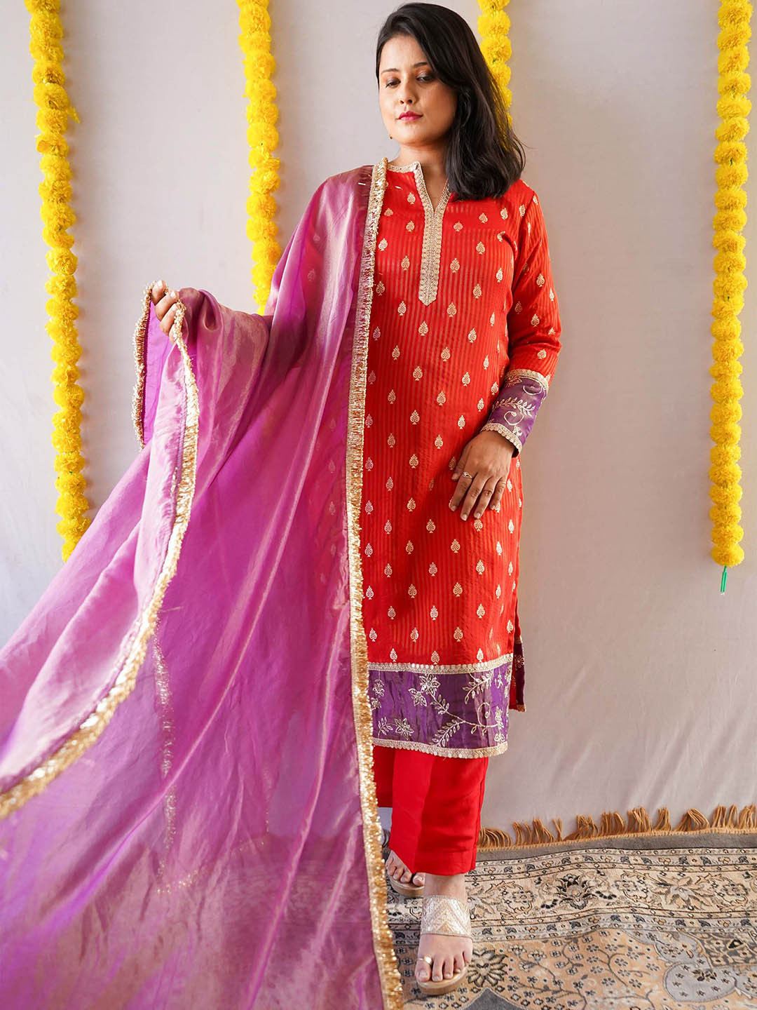 Anvi Styles for Stories Women Ethnic Motifs Woven Design Kurta with Salwar & Dupatta