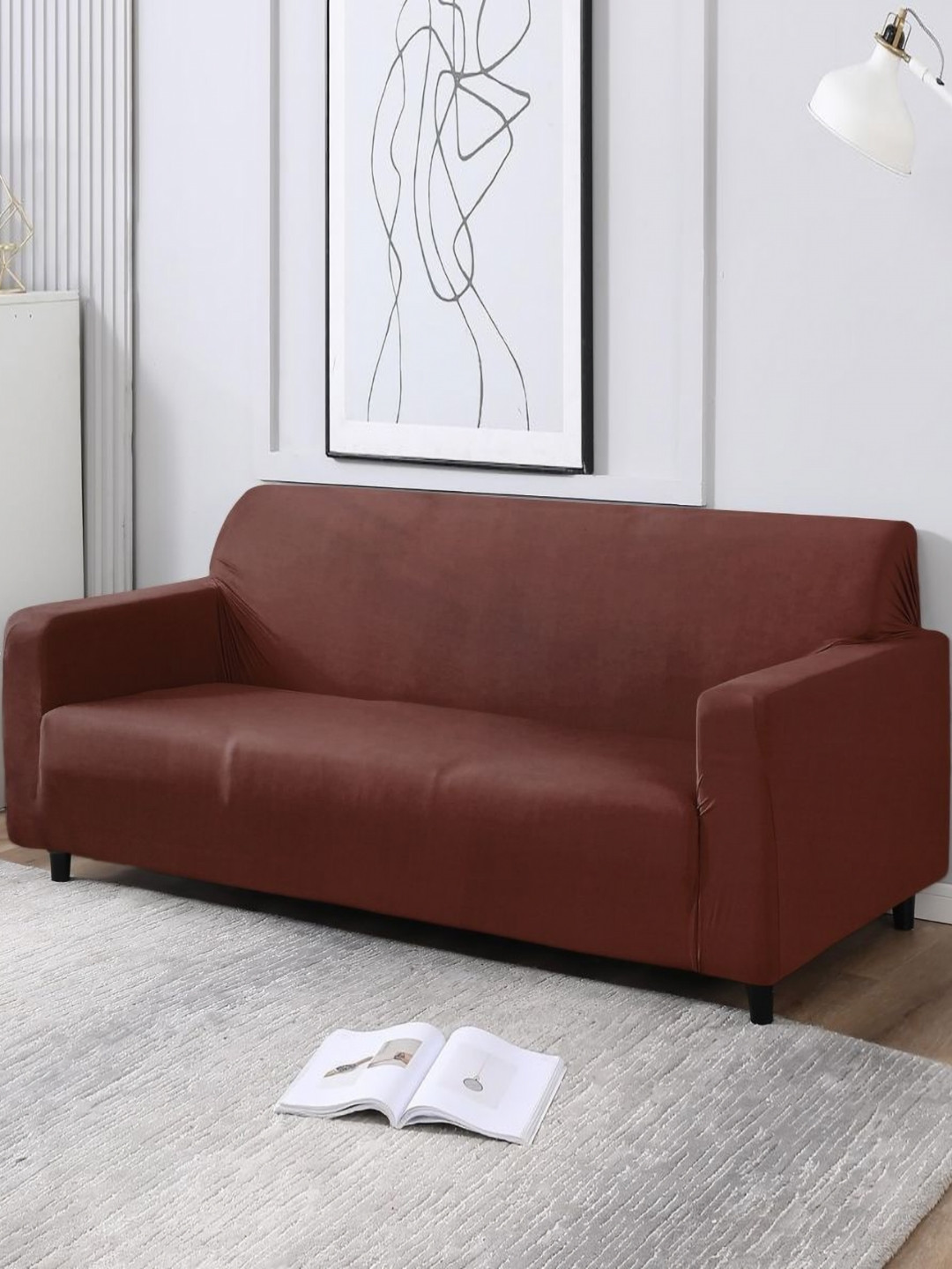 Stylista Brown 3 Seater Sofa Cover With Arms