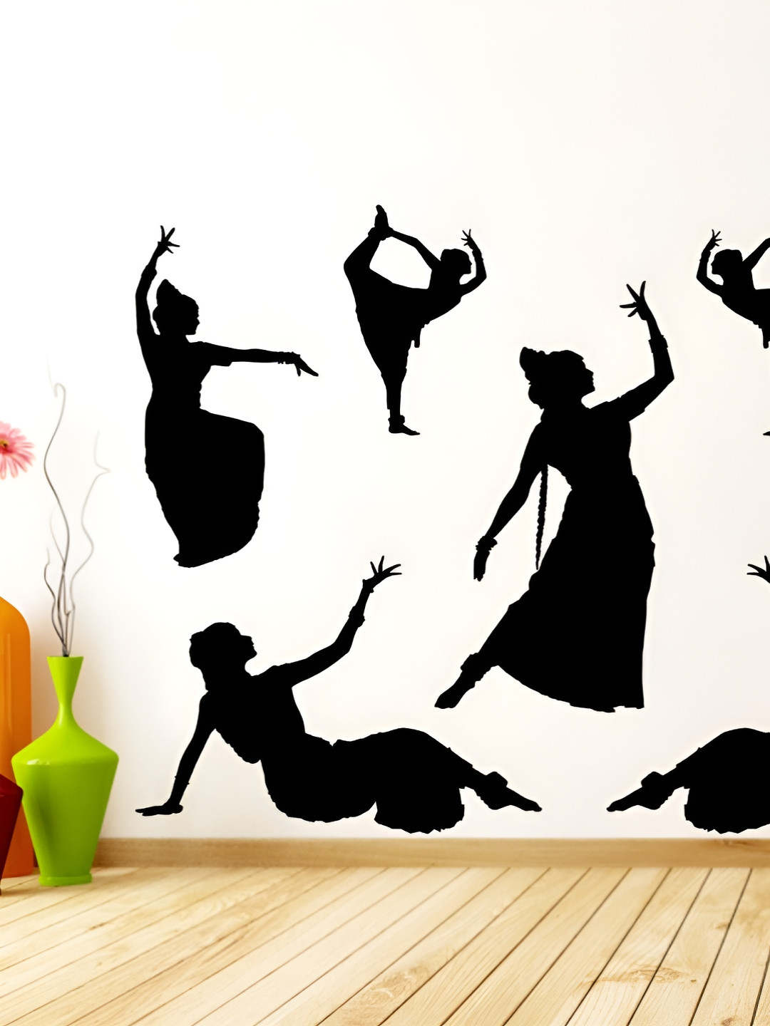 LANSTICK Black Bharatham Steps Self Adhesive Bharatham Steps Wall Sticker