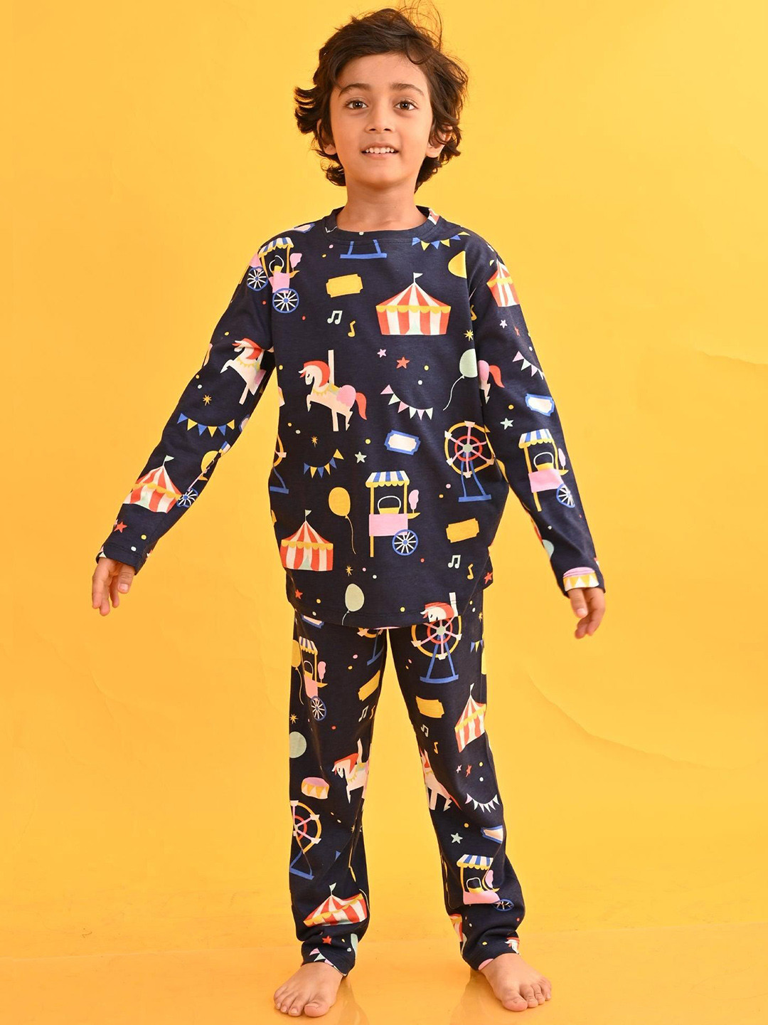 Anthrilo Boys Blue Carnival Circus Long Sleeves Pyjama Set