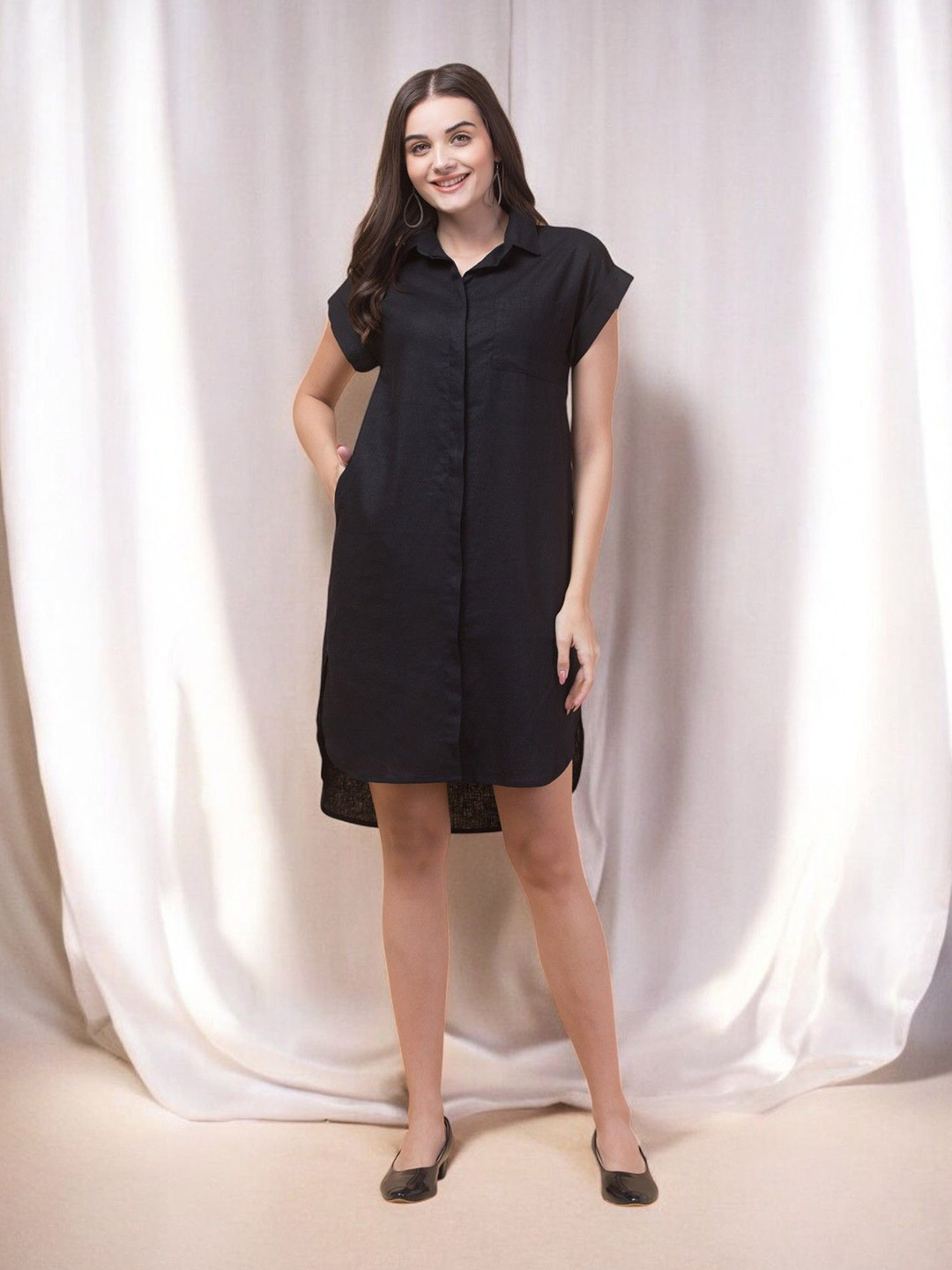 INUKA Women Short Sleeves Shirt Dress
