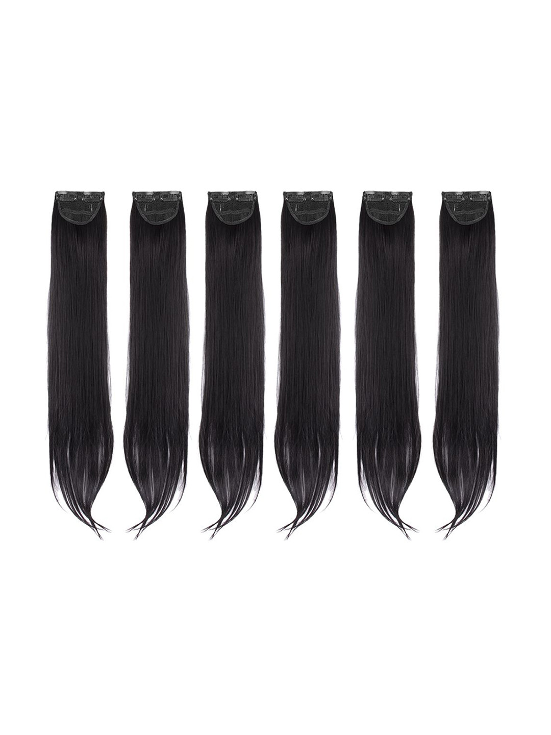 Stasia Street Set Of 6 Clip-In Straight Side Patches Hair Extension - Black - 24 Inches
