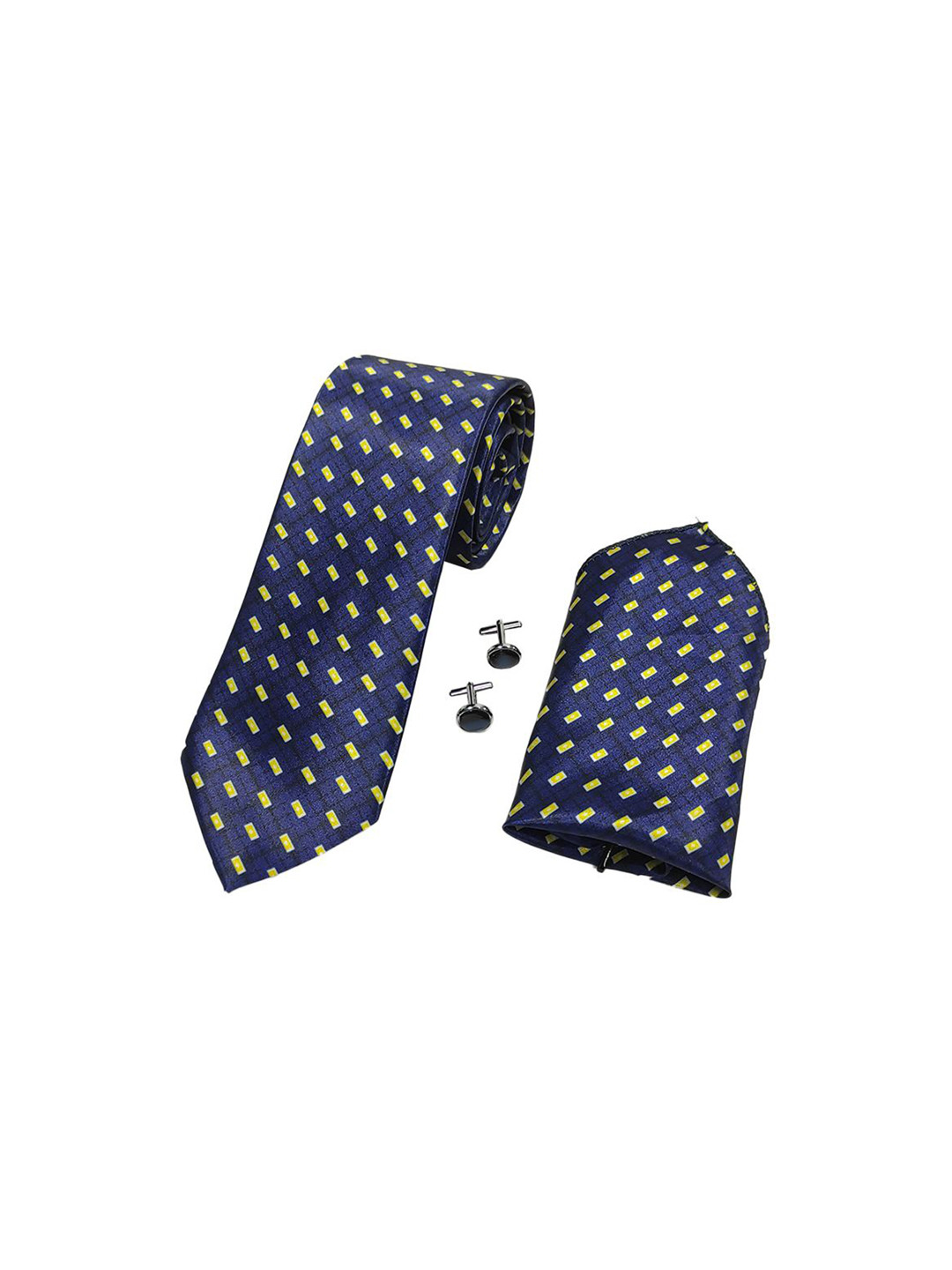 RARE COMBEE GROUP Men Set Of 3 Accessory Gift Necktie with Pocket Square & Cufflinks