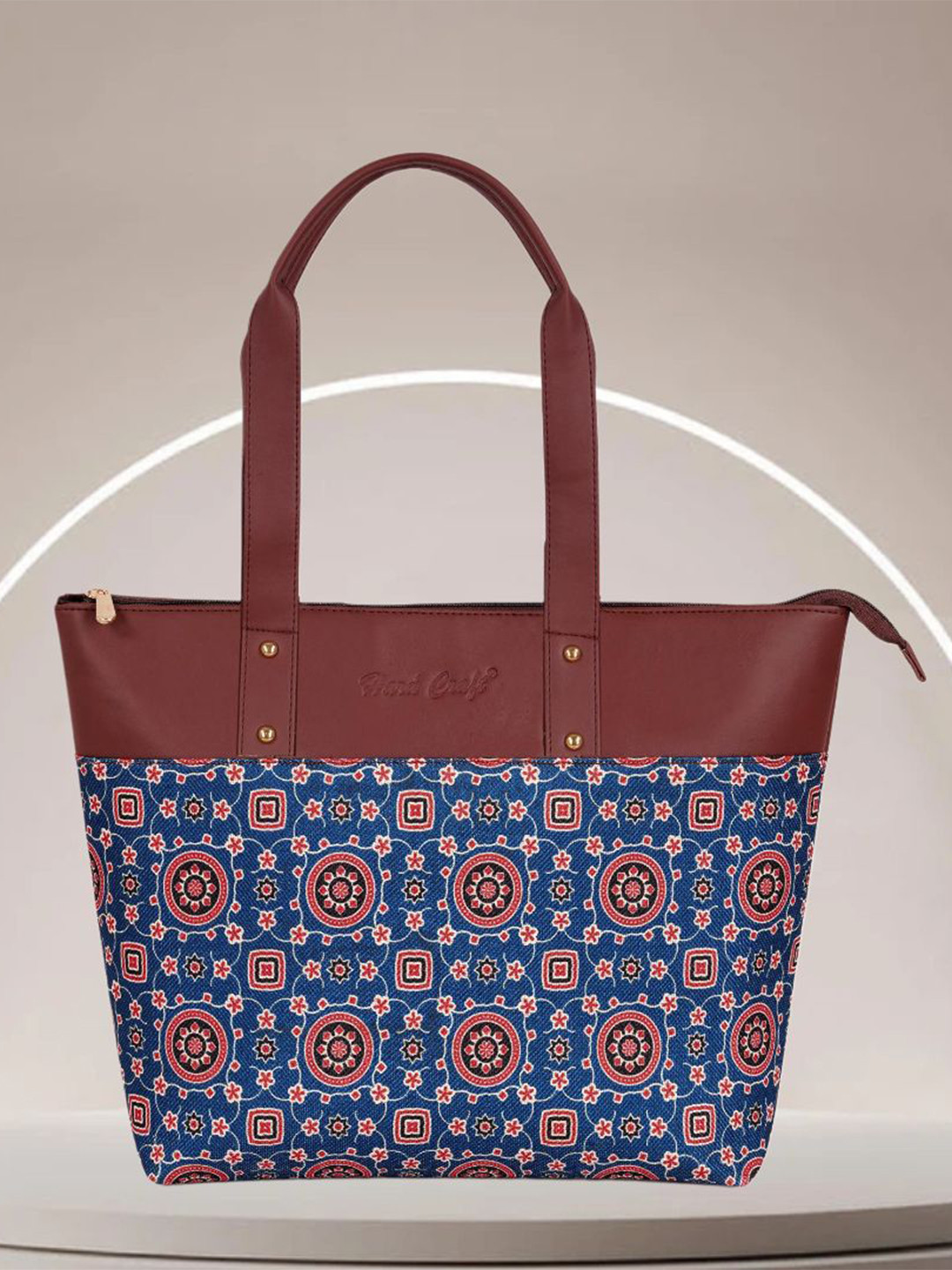 HARD CRAFT Geometric Printed Structured Shoulder Bag