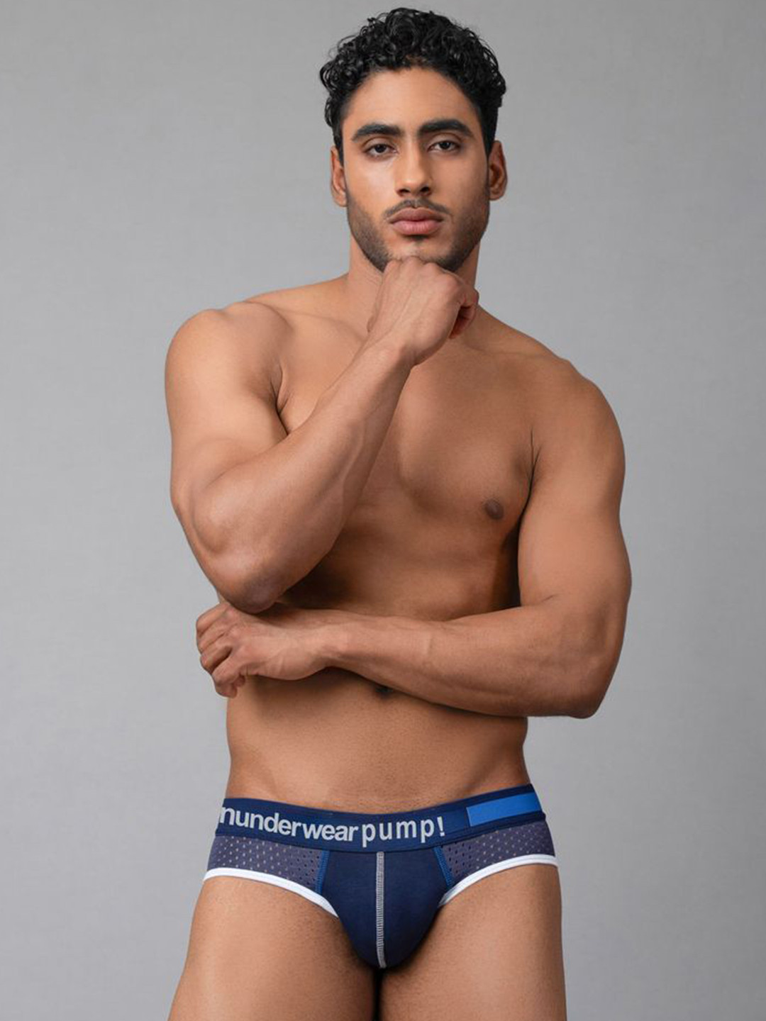 PUMP CLUB ergonomic design Anti-Bacterial Basic Briefs ART117-Blue-M