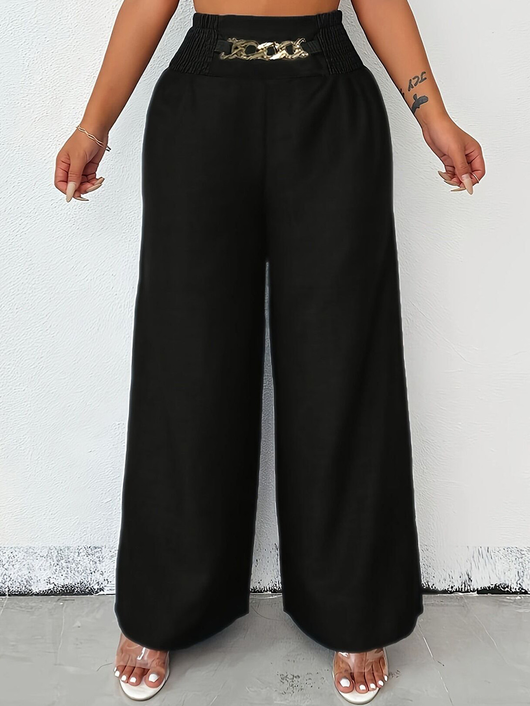 Outzidr Black Wide Leg Trousers