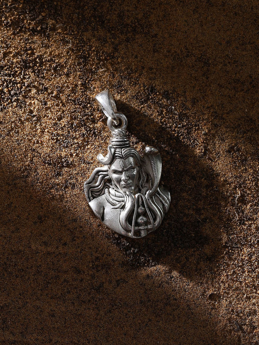 Exotic India Sterling Silver Lord Shiva Bust Pendant