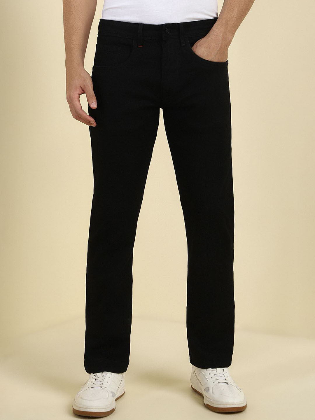 Allen Solly Men Black Regular Fit Mid-Rise Clean Look Jeans