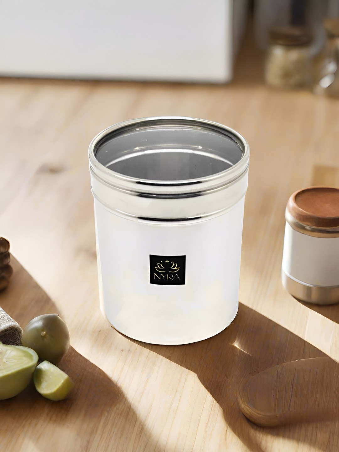 Nyra Kitchenware Steel Stainless Steel Dishwasher Safe Flip Top Canister-600ml