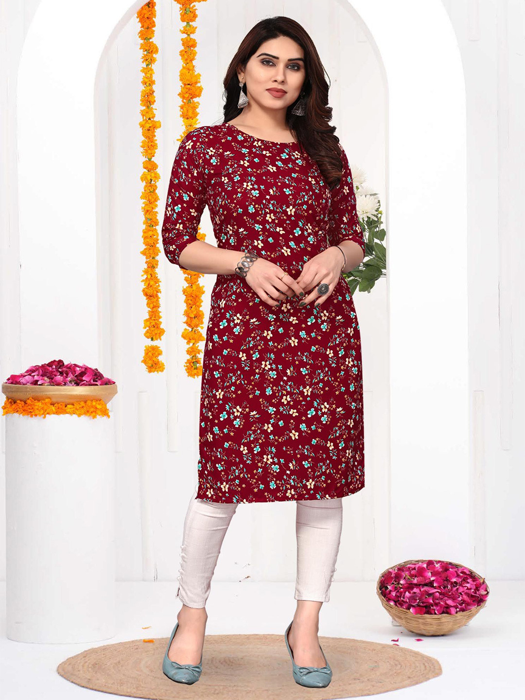 Moda Rapido Women Floral Printed Crepe Kurta