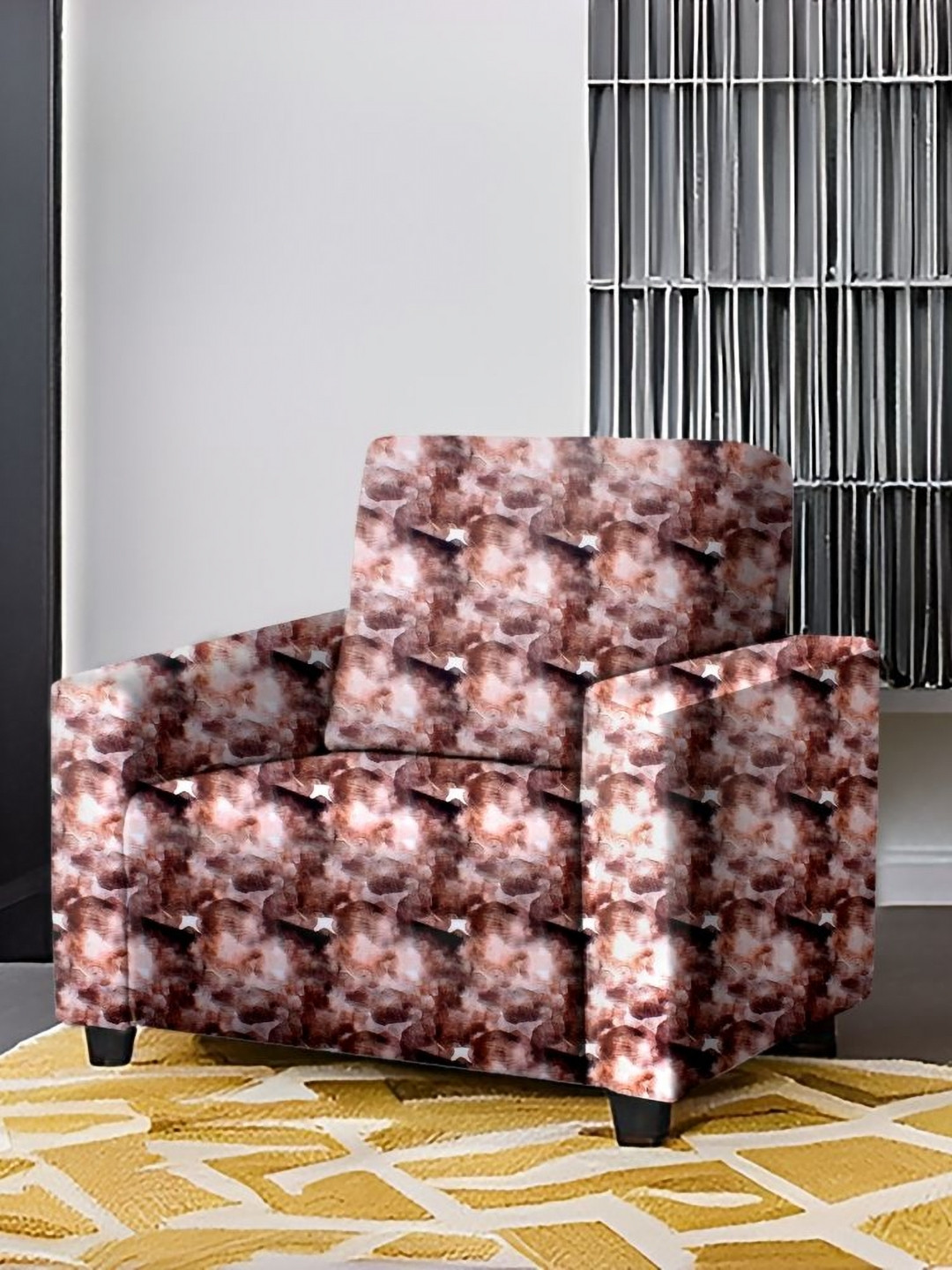 Stylista Brown Stretchable Protector Sofa Cover With Arms