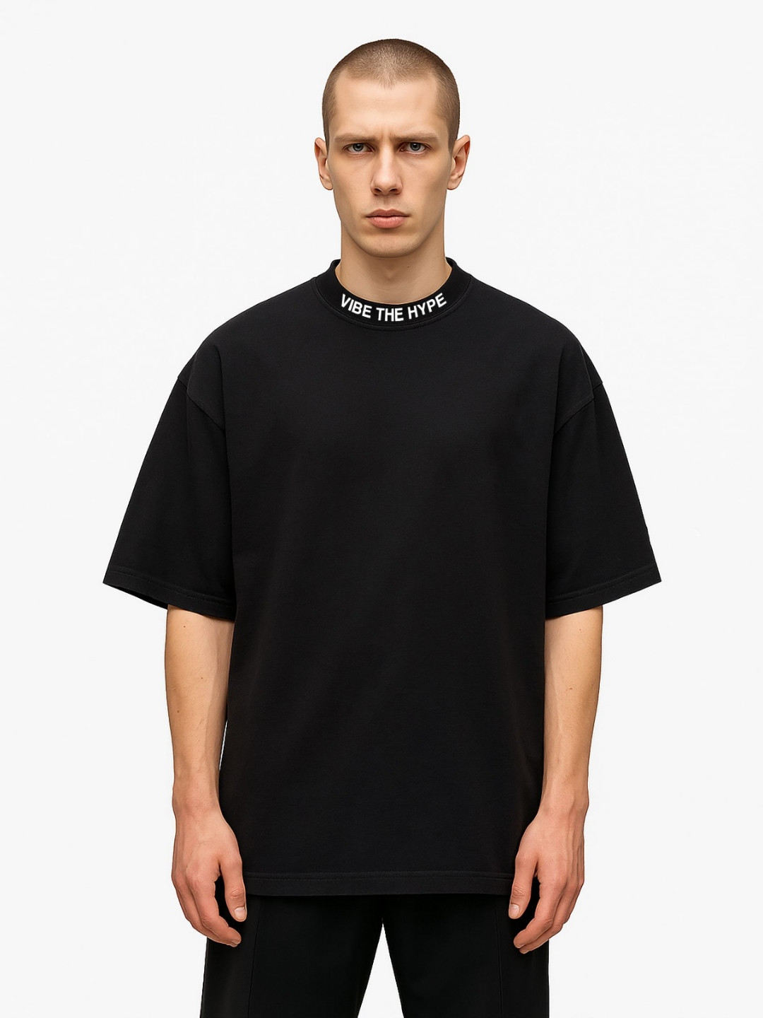 Vibe The Hype Drop-Shoulder Sleeves Oversized Cotton T-shirt
