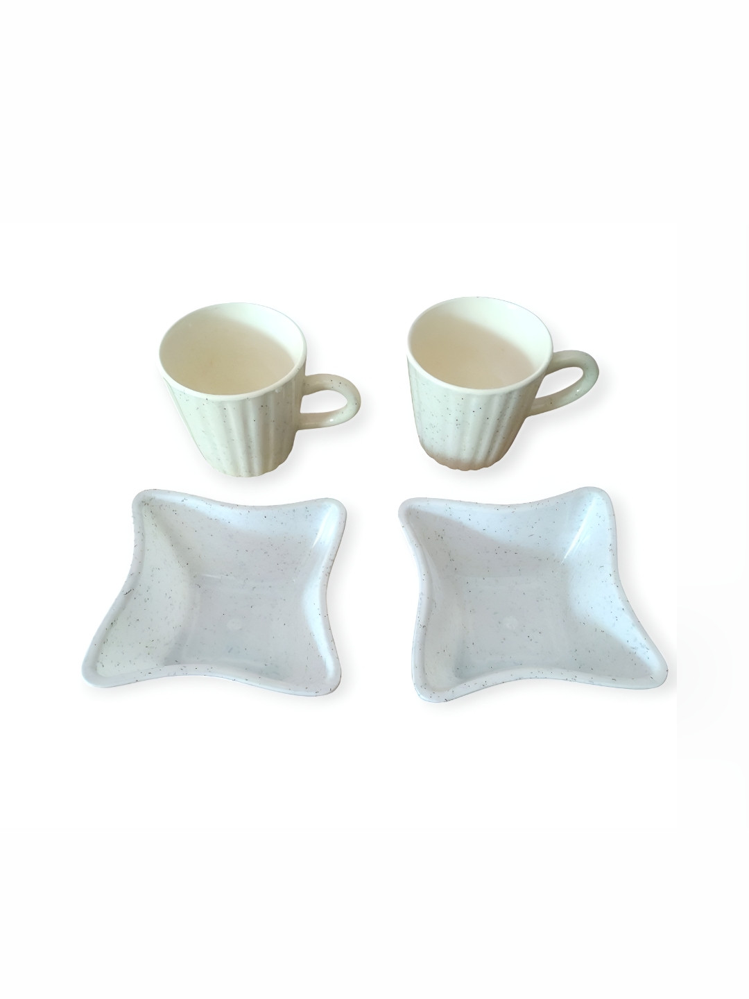 ARPANA BRIGHT Studio Pottery Cream Textured Ceramic Microwave Safe 2 Piece Cup with 2 Snack Bowl-120ml