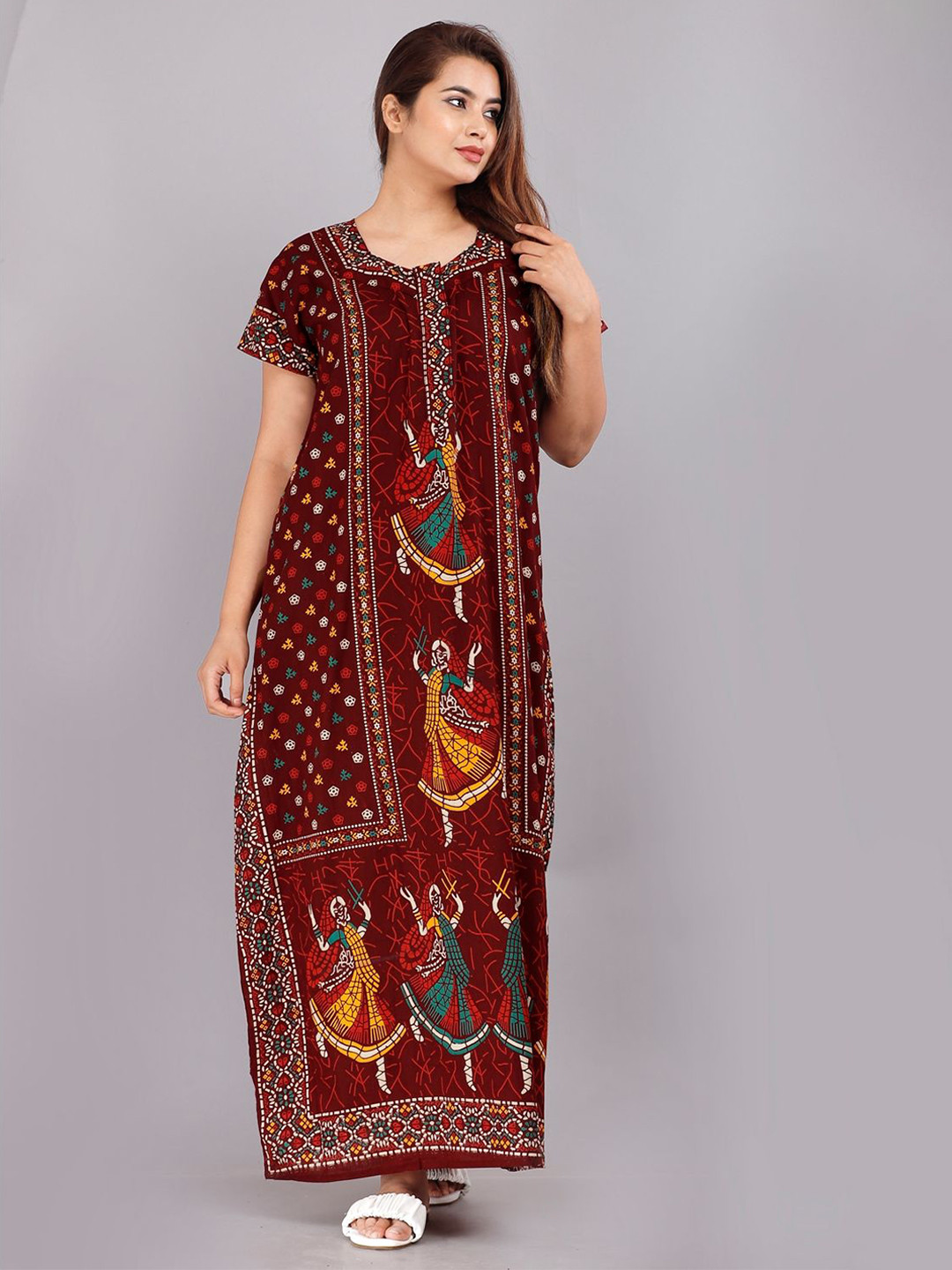 AAKARSHANA Printed Maxi Nightdress