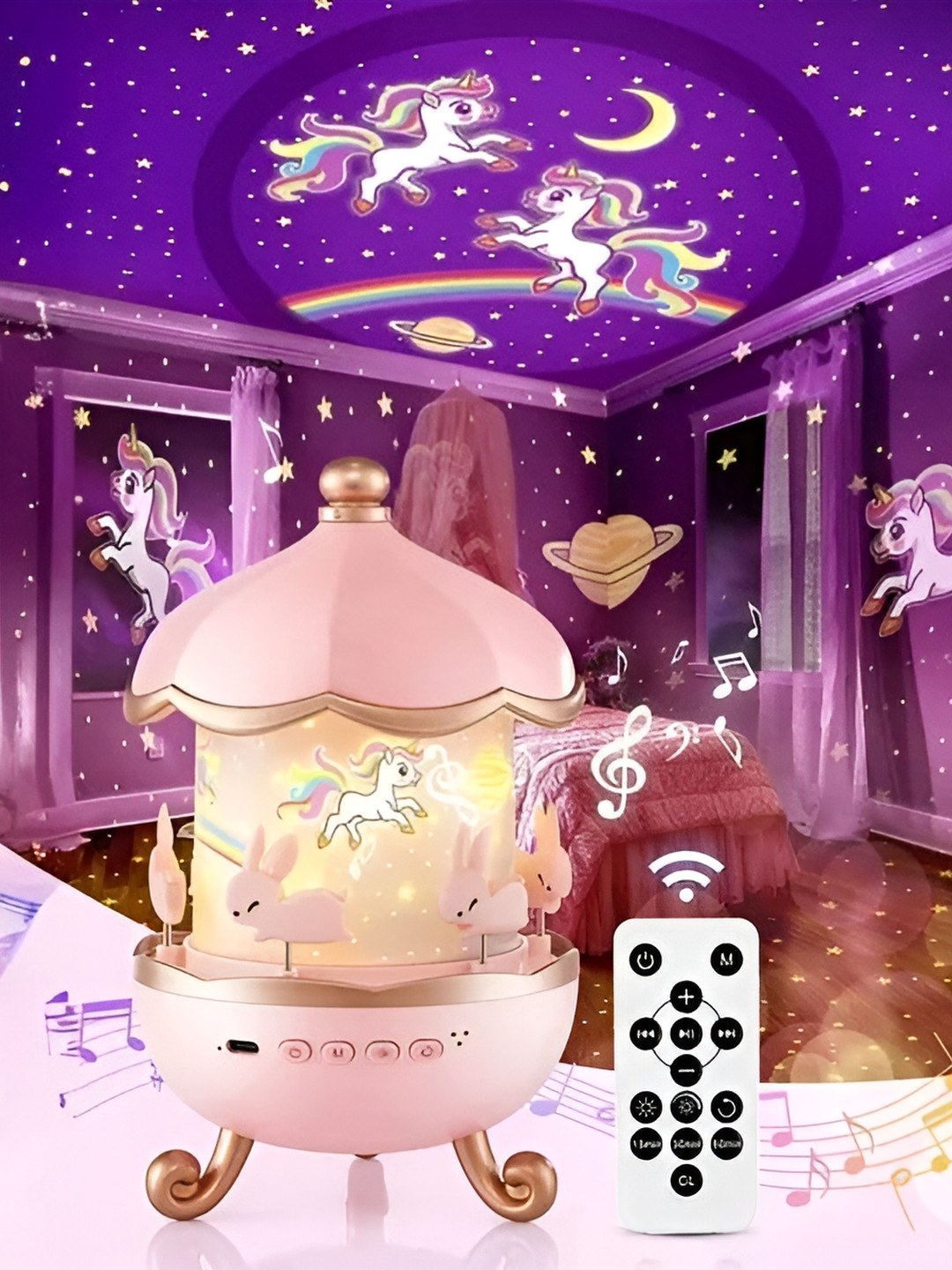 DWIZA ENTERPRISE Pink Acrylic Star Projector Table Lamp With 72 Light Modes