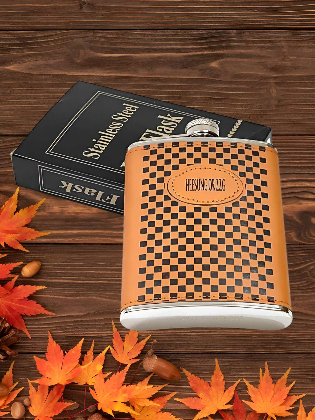 ALA FLAME Brown Stainless Steel Hip Flask