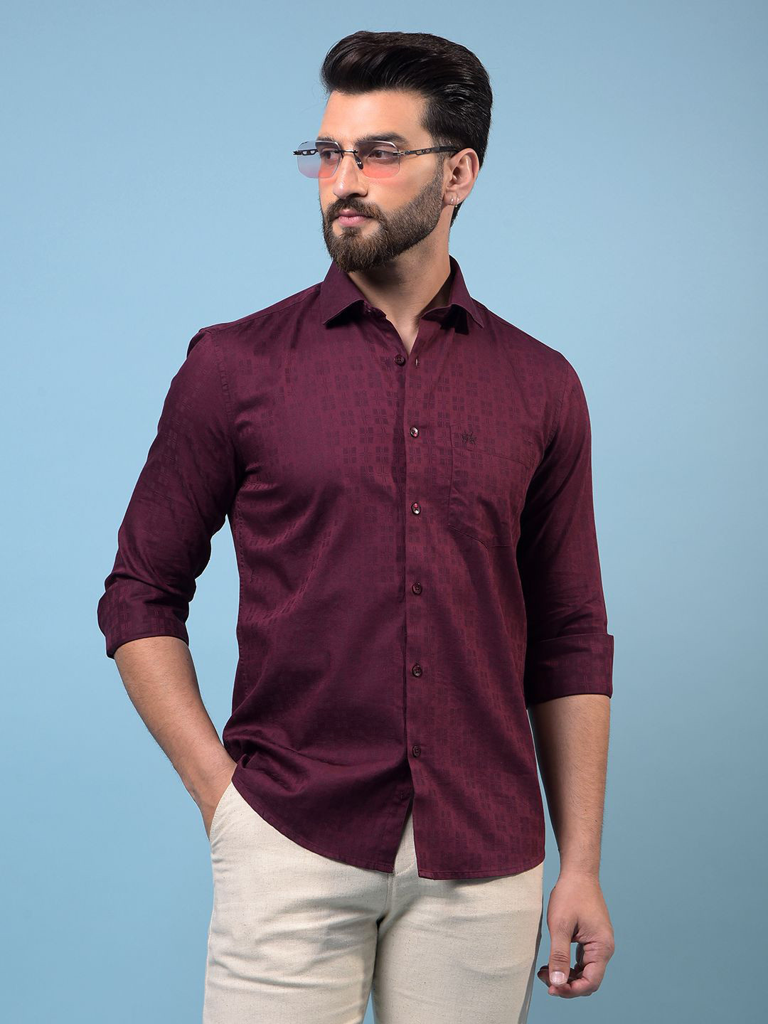 Crimsoune Club Men Classic Slim Fit Printed Casual Shirt