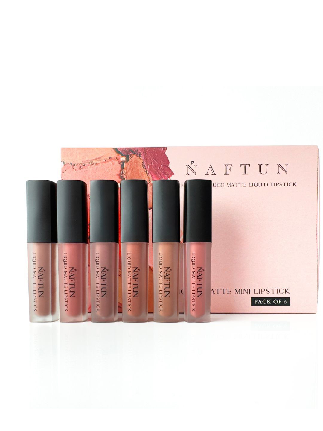 NAFTUN BEAUTY Set Of 6 Creme Matte Mini Liquid Lipsticks - 3.5 ml Each