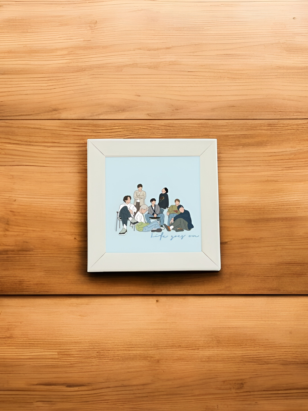 Anikmart White & Blue MDF Table Photo Frame