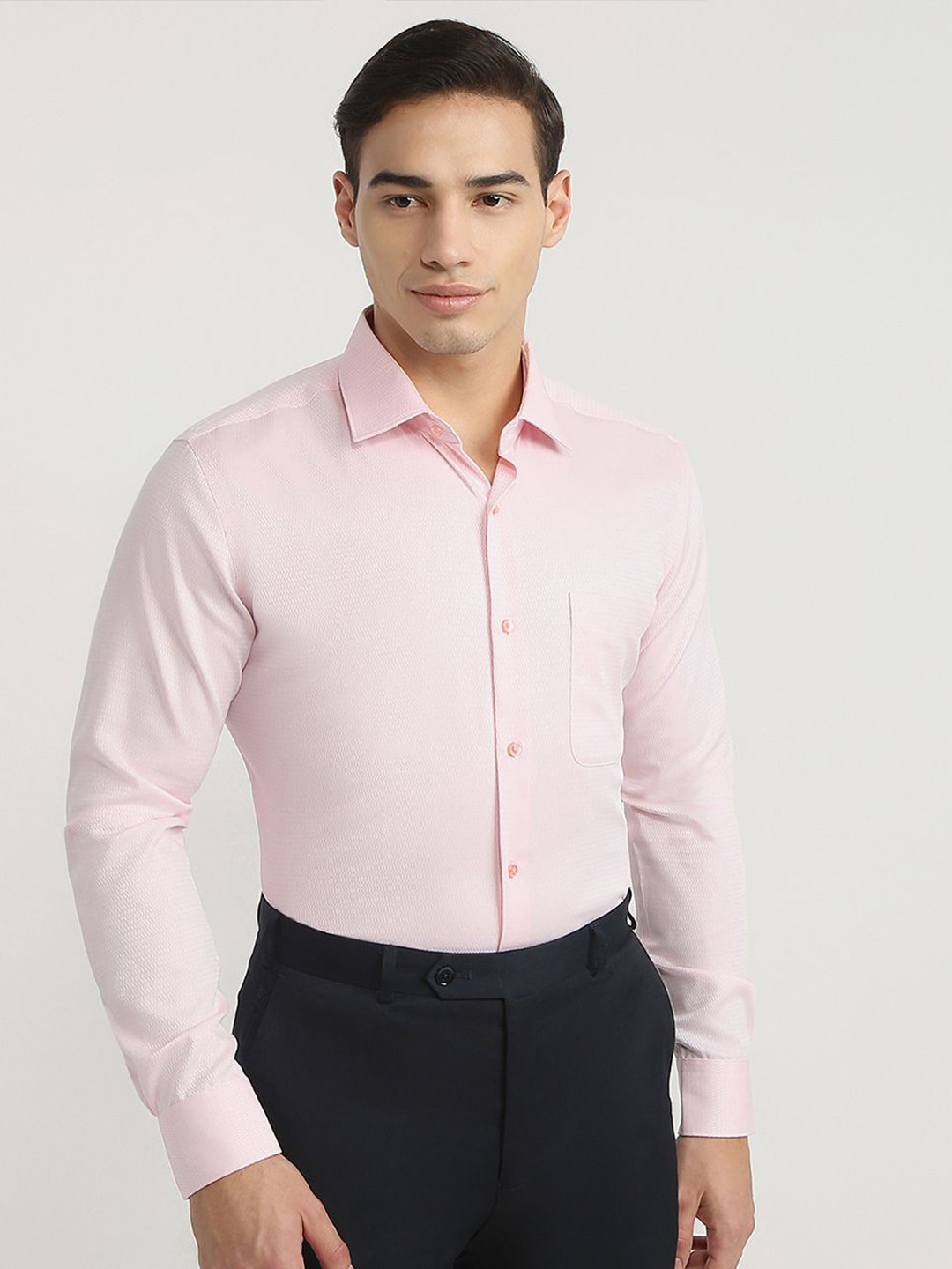Raymond Structure Pattern Printed Contemporary Fit Cutaway Collar Formal Shirt