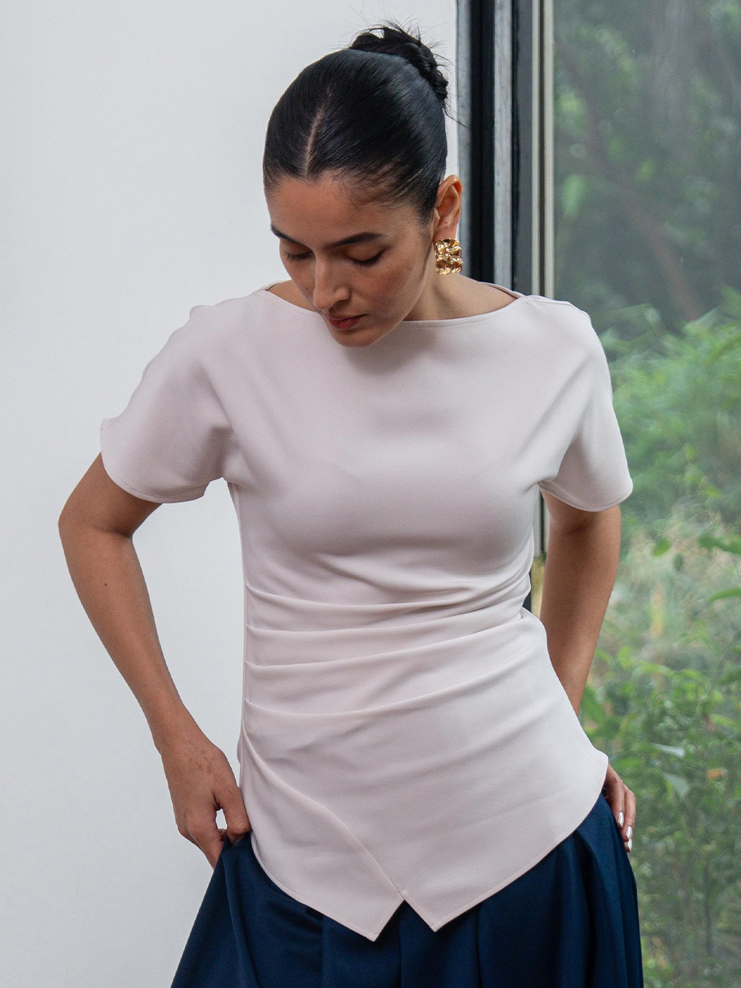 UNRUSH Powder White Kirigami Top