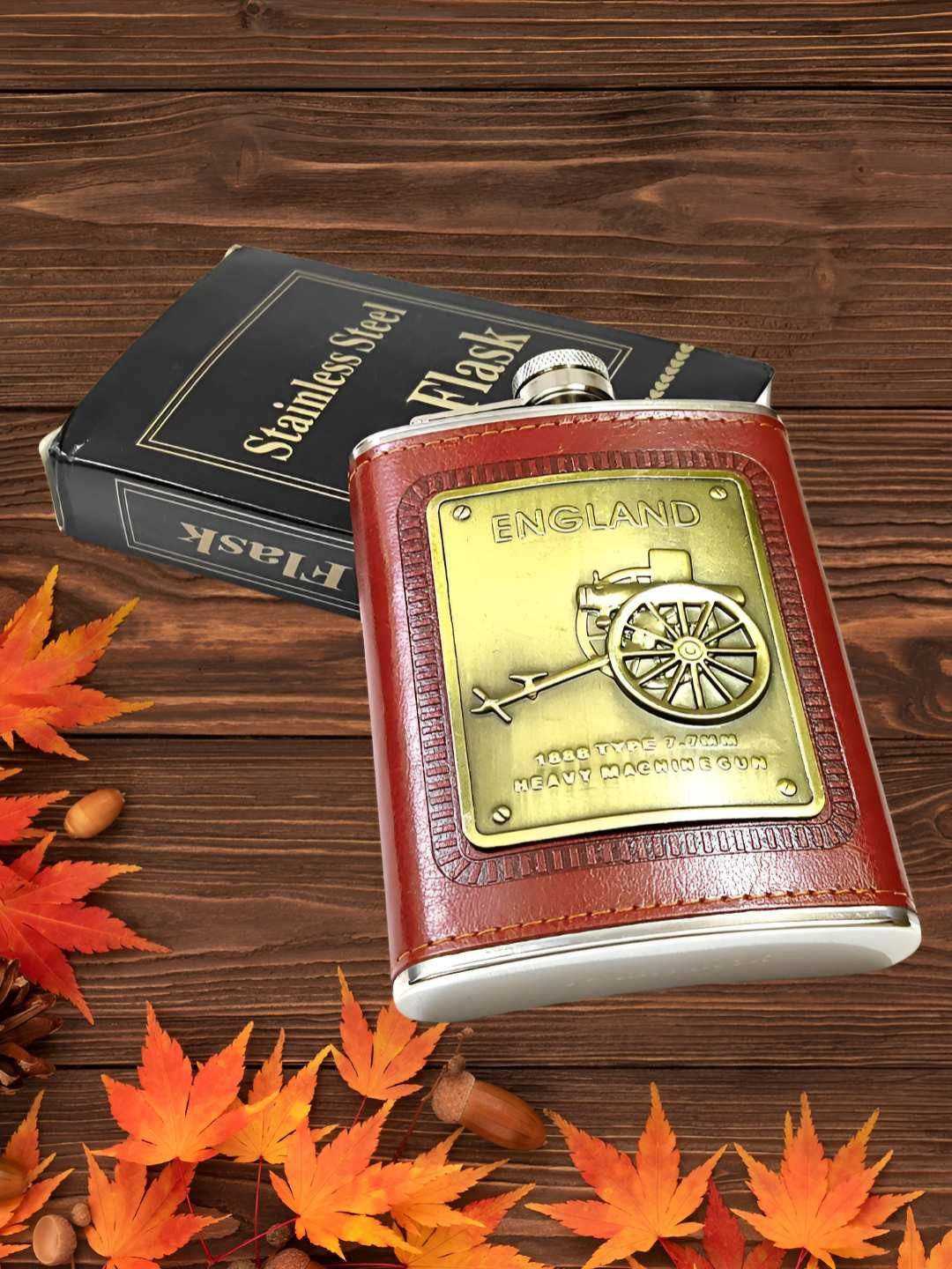 ALA FLAME Brown Stainless Steel Hip Flask