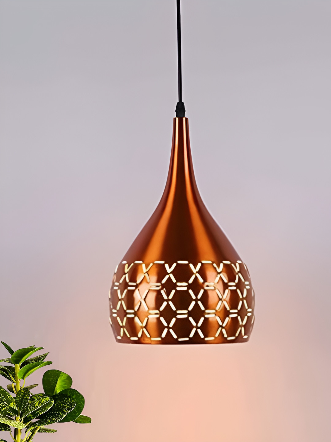 Decorcity Copper-Toned Laser Cut Balloon Shape Ceiling Lamp