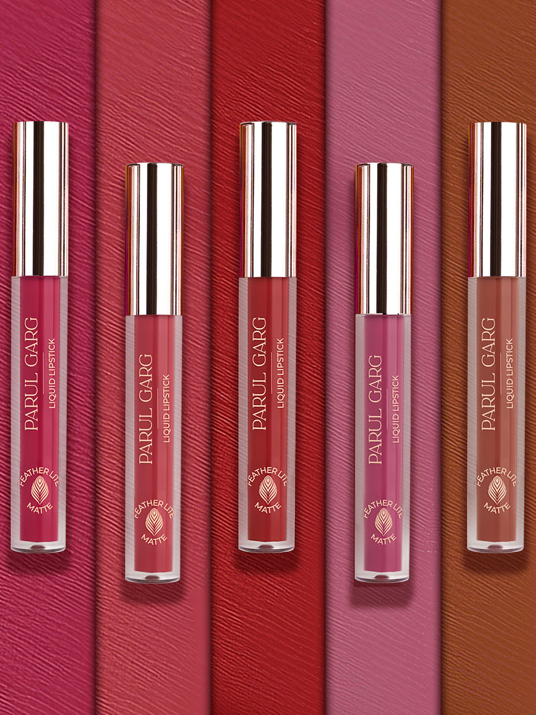 Parul Garg Set Of 5 Bold & Beautiful Liquid Lipstick - 2.5 ml Each - Shade 54-22-11-45-32
