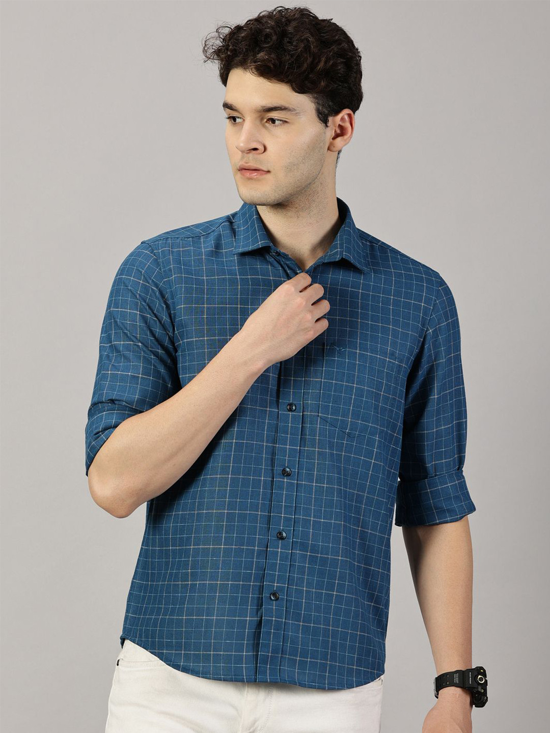 LEON Men Gingham Checks Casual Shirt