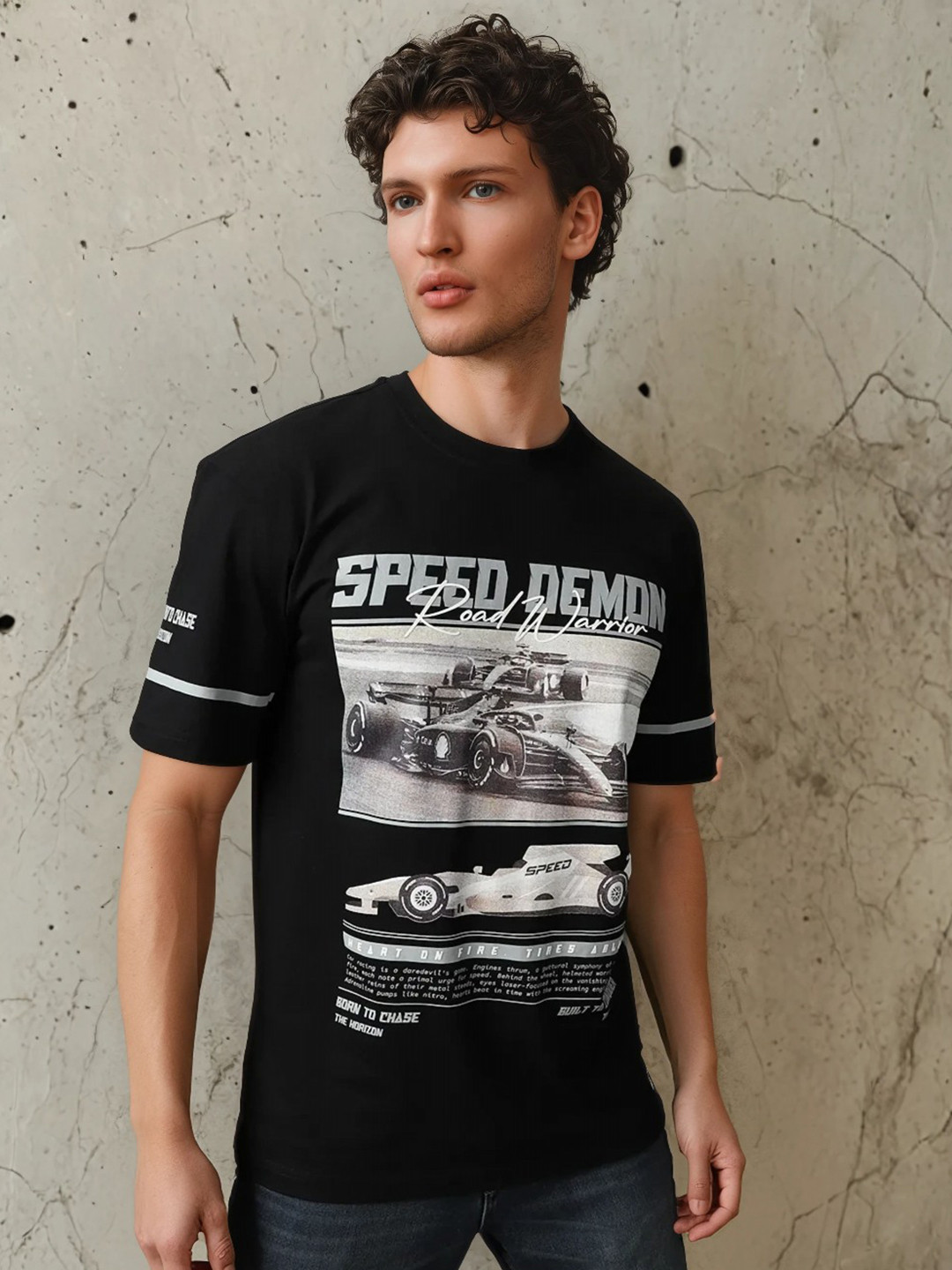 High Star Men Relaxed Fit Motoracer Graphic Printed F1 Cotton T-shirt