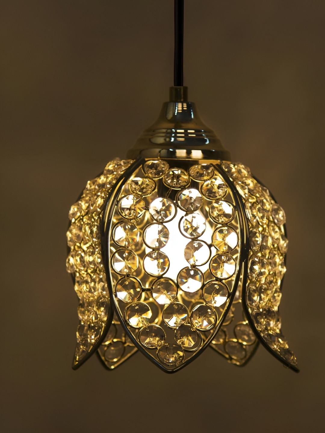 Decorcity Gold-Toned Crystal Ceiling Lamp