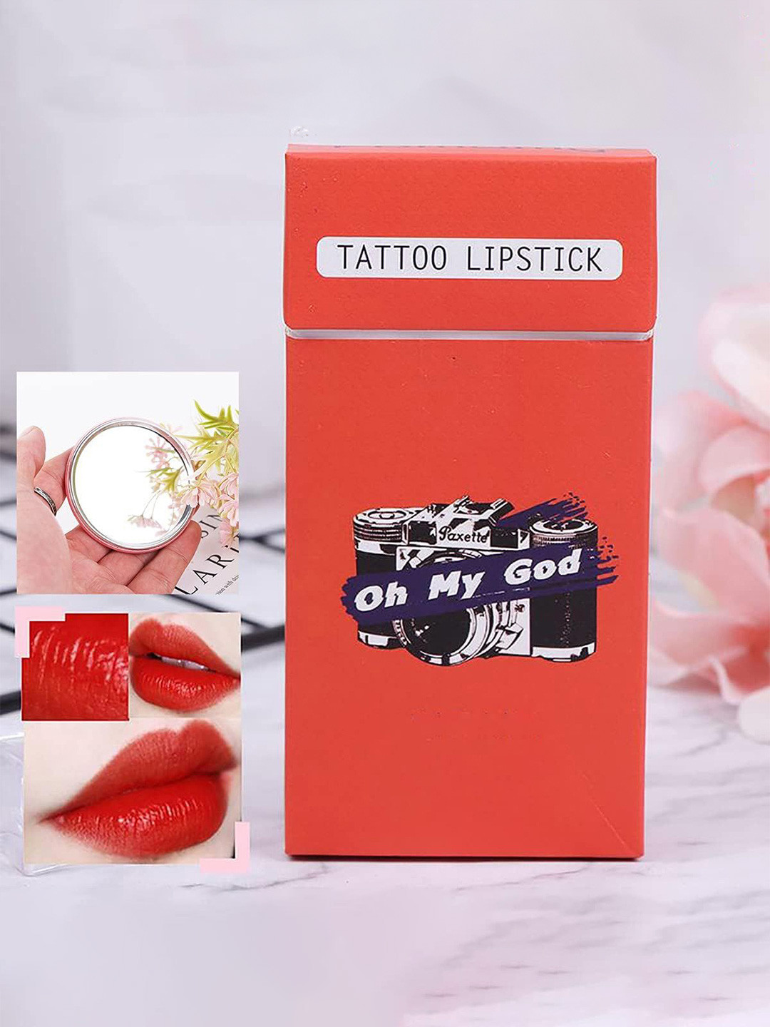 VBA Oh My Gud Disposable Tattoo Liquid Lipstick - 20 Pieces - A-Orange Red