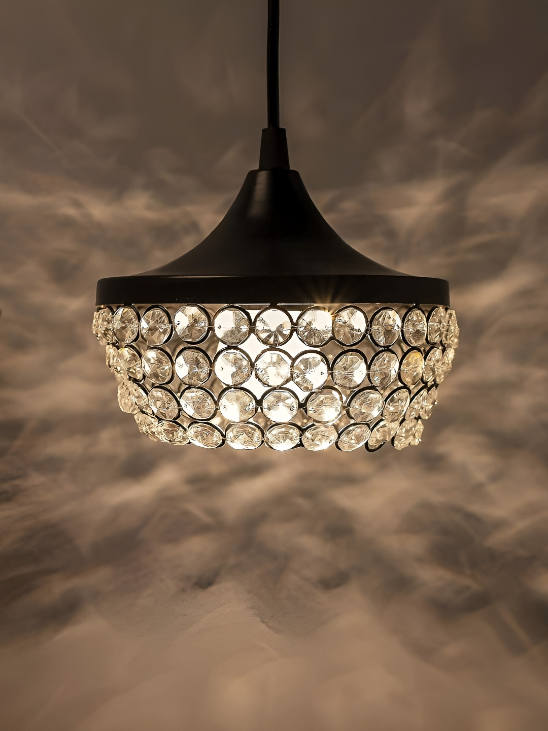 Decorcity Black Textured Crystal Pendant Ceiling Lamp