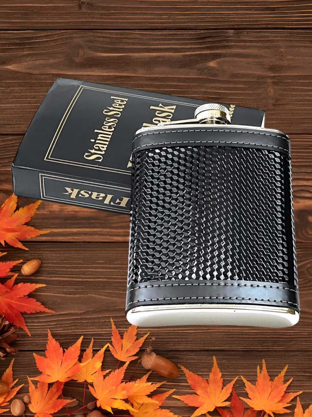 ALA FLAME Black Stainless Steel Hip Flask