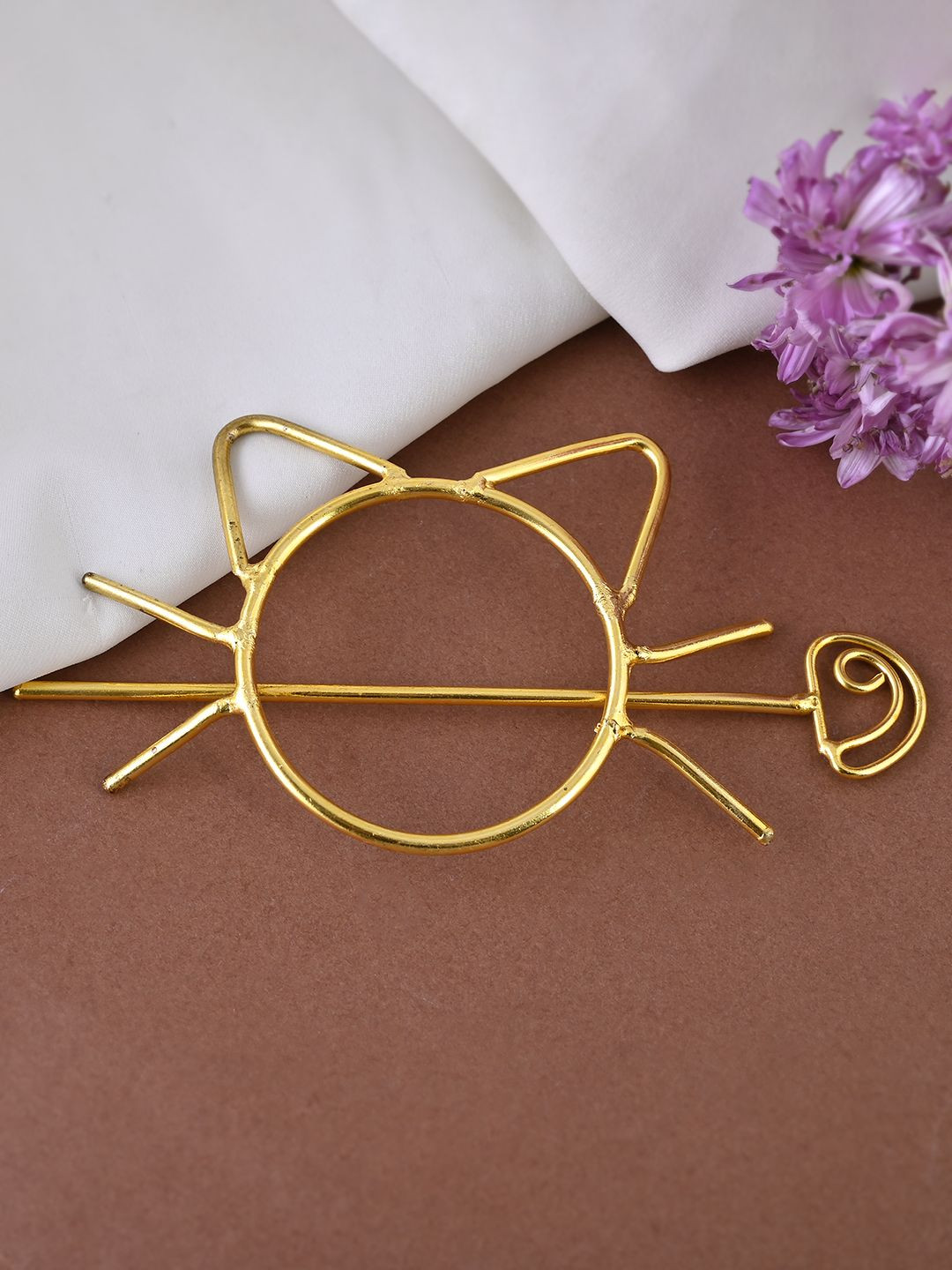 Silvermerc Designs Women Gold Cat-Shaped Hairpin For Women