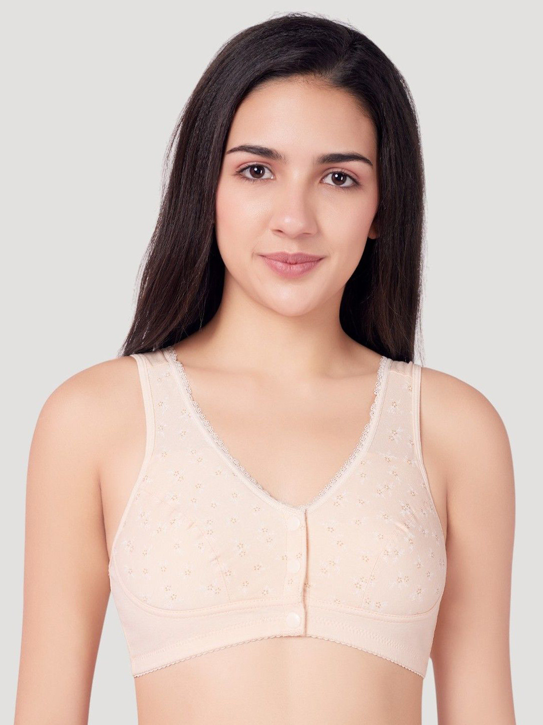 PLUMBURY Floral Printed Cut & Sew Full Coverage All Day Comfort Front Open Maternity Bras