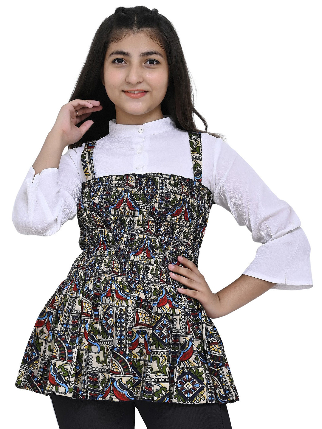 LIME N LEMON Girls Tribal Printed Peplum Regular Tops