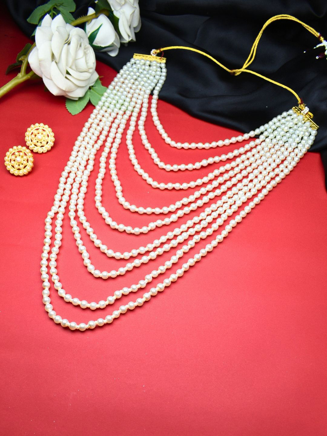 J & C Fashion Arena Beautiful Pearl Multi-Layered Long Jewellery Set