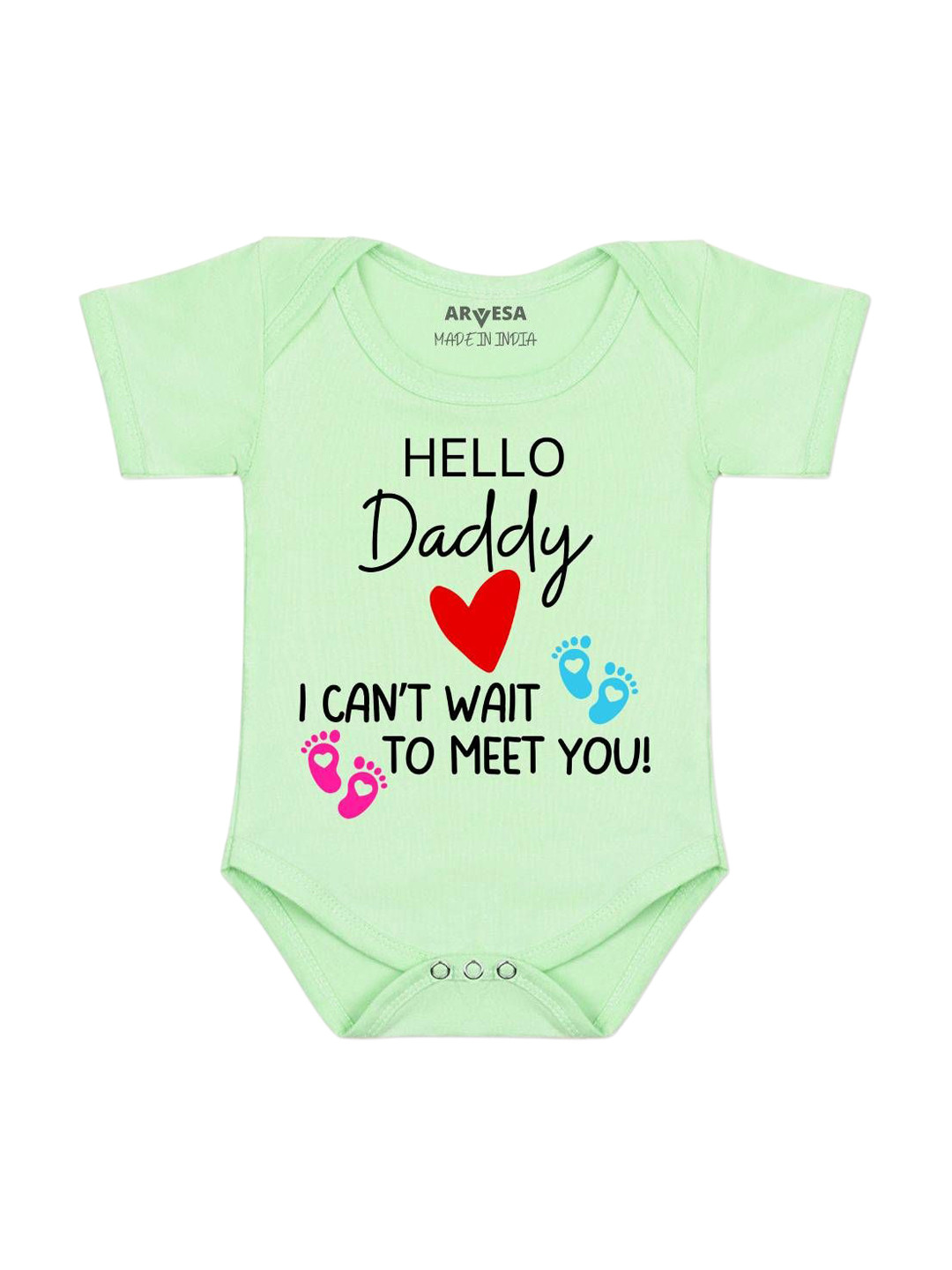 Arvesa Hello Daddy I can't Wait To Meet You Printed Bodysuit