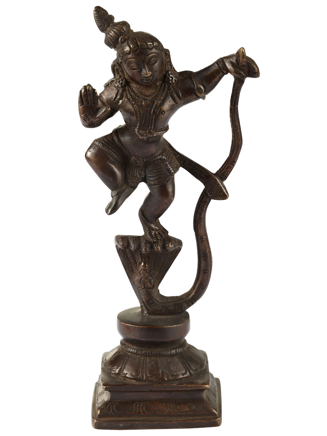 Exotic India The Dance of Victory Idol Copper Brass Metallic Living Room Hand-Crafted Medium Showpiece - 7 Inches