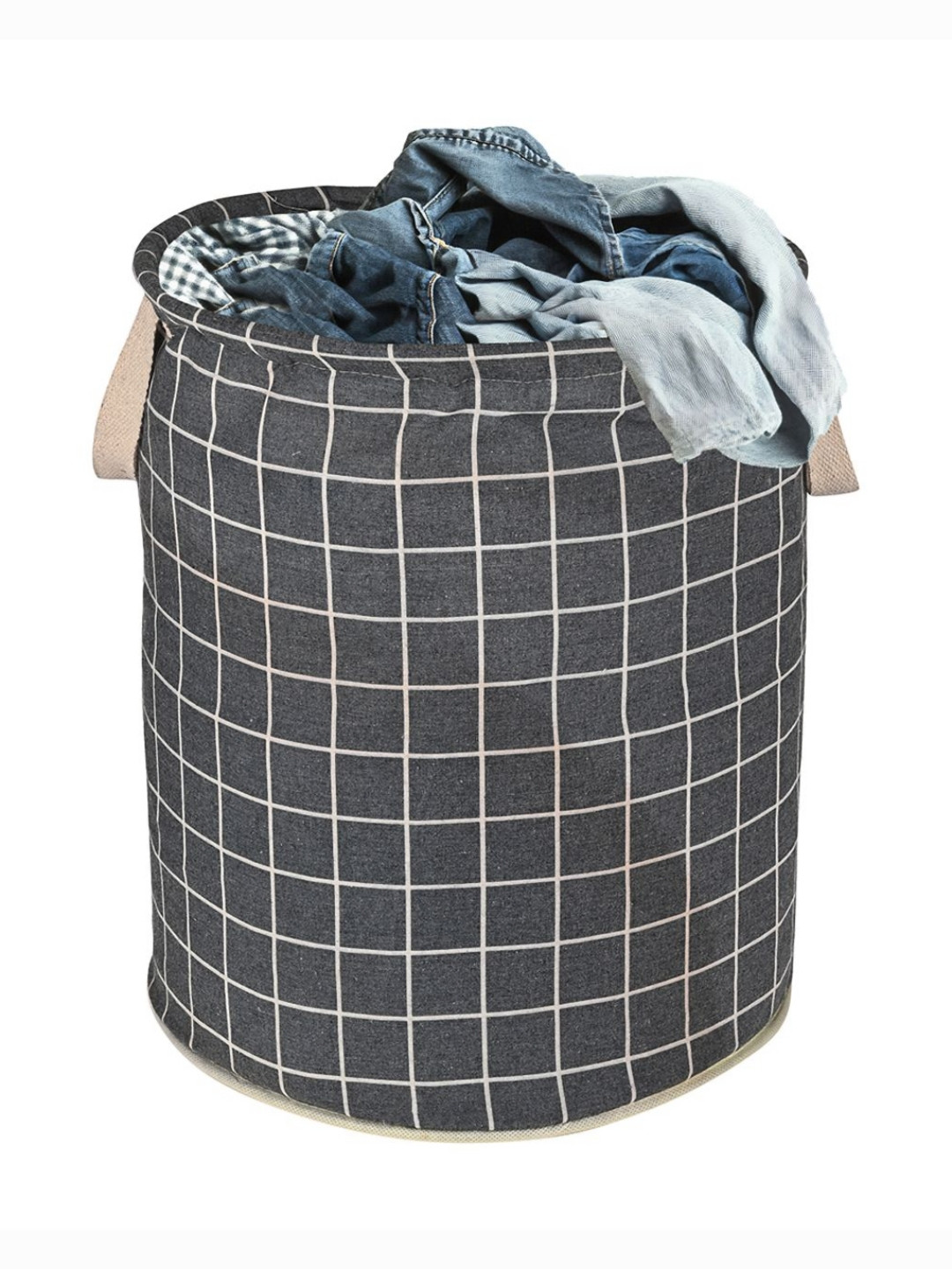 Myntra Elegant Homes Grey & White Checked Foldable Laundry Bag With Handles