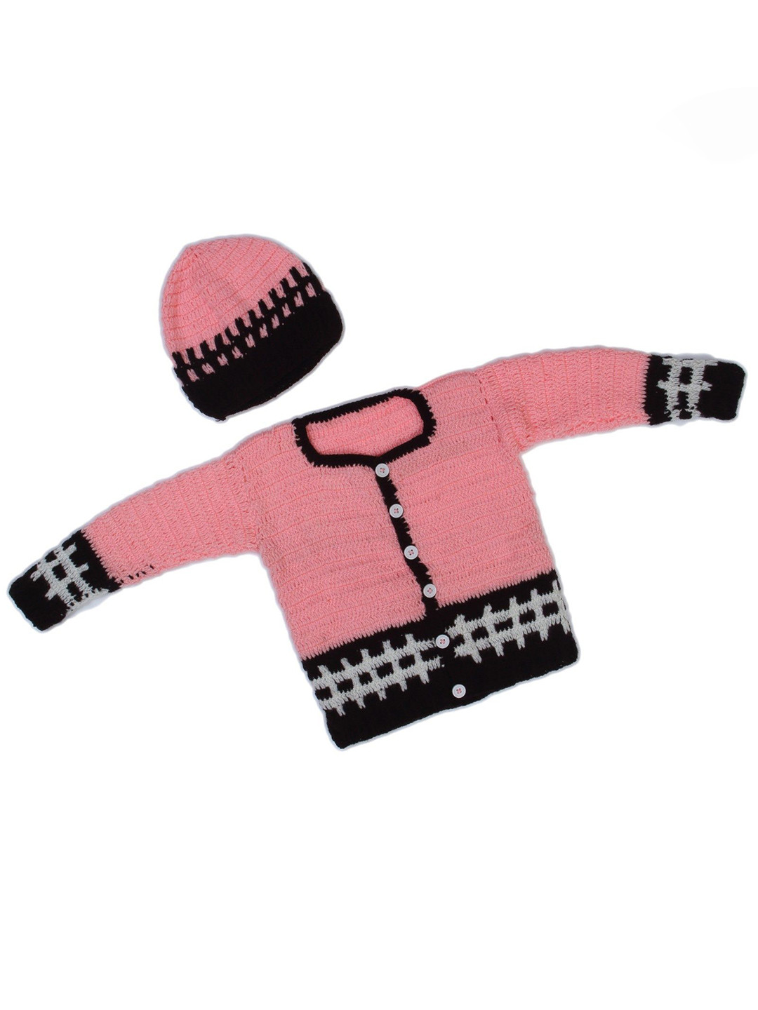 USHA ENTERPRISES Unisex Kids Self Design Cable Knit Woollen Cardigan