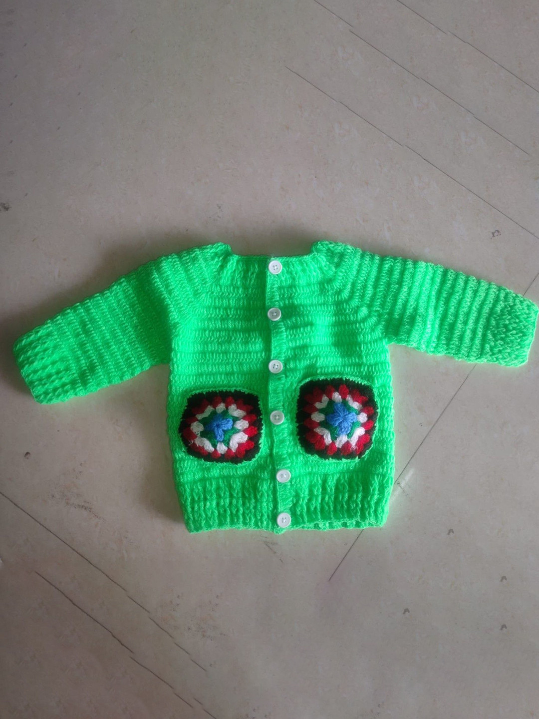 USHA ENTERPRISES Unisex Kids Self Design Floral Woollen Cardigan