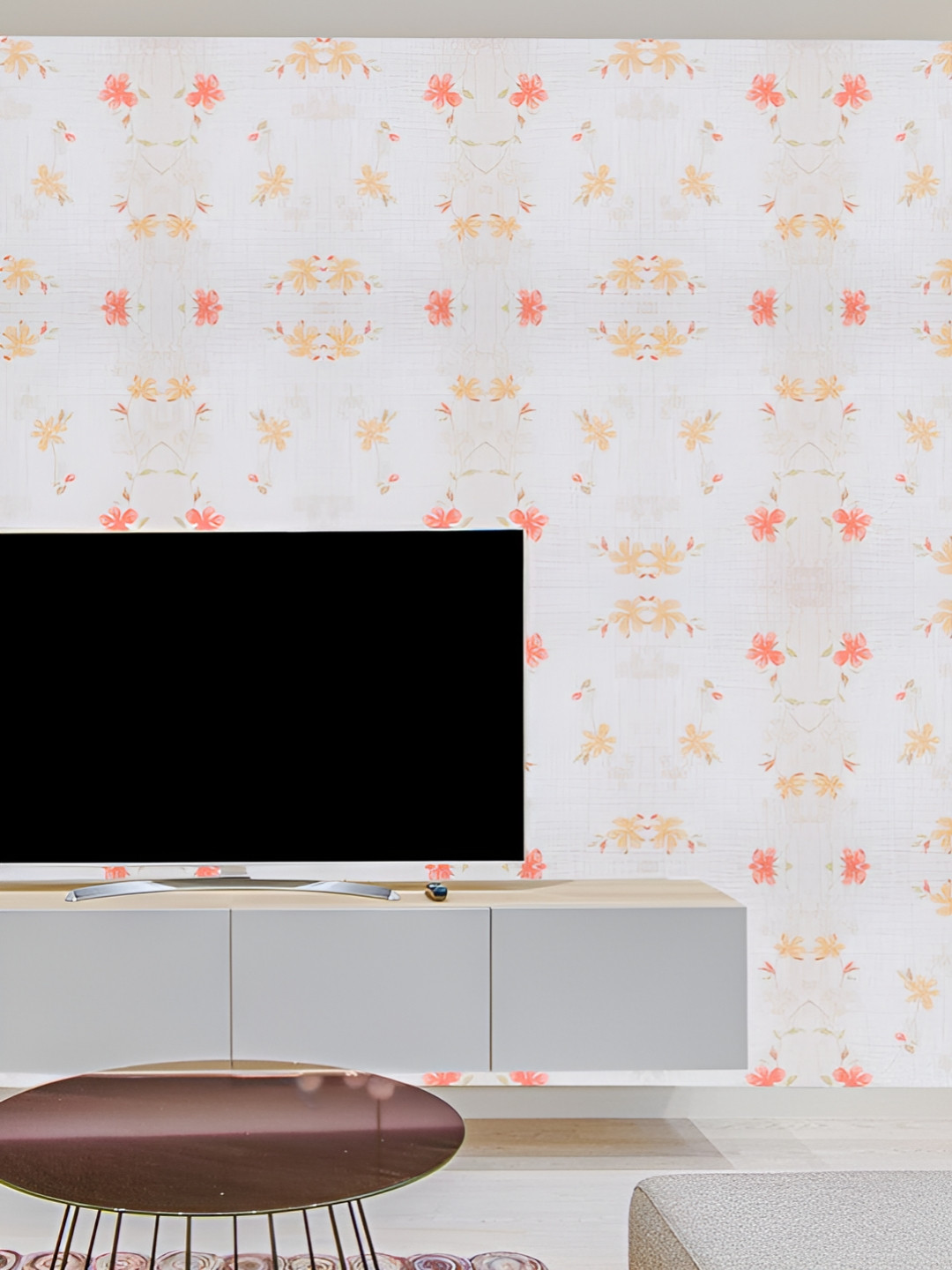 Sky Walls Off White & Red Printed Waterproof Wall Sticker