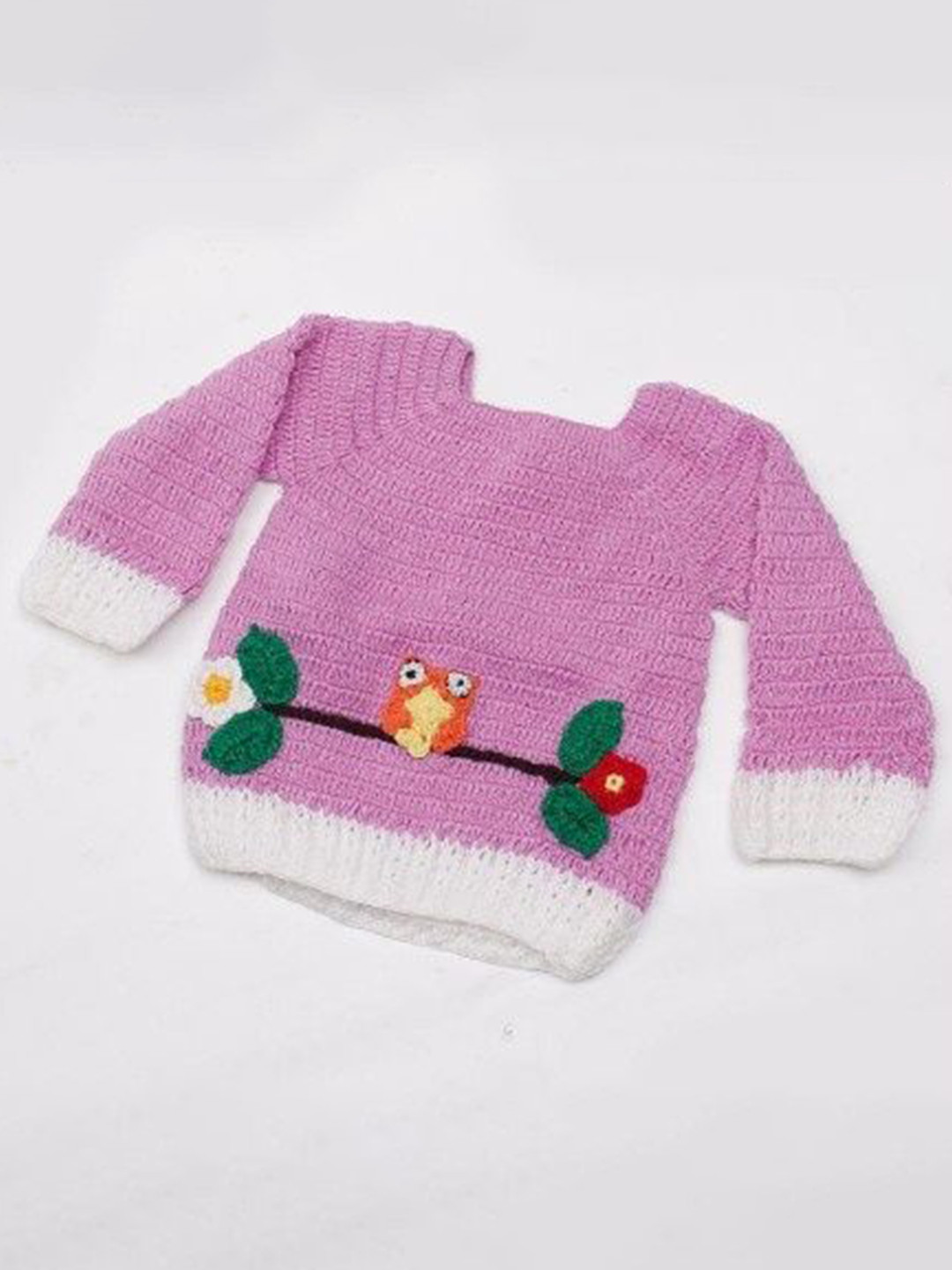 USHA ENTERPRISES Full Sleeves Crochet Hand Made Sweater - Purple