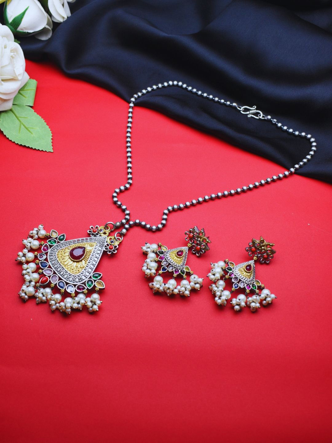 J & C Fashion Arena Beautiful Antique German Silver Oxidised Jewellery Set