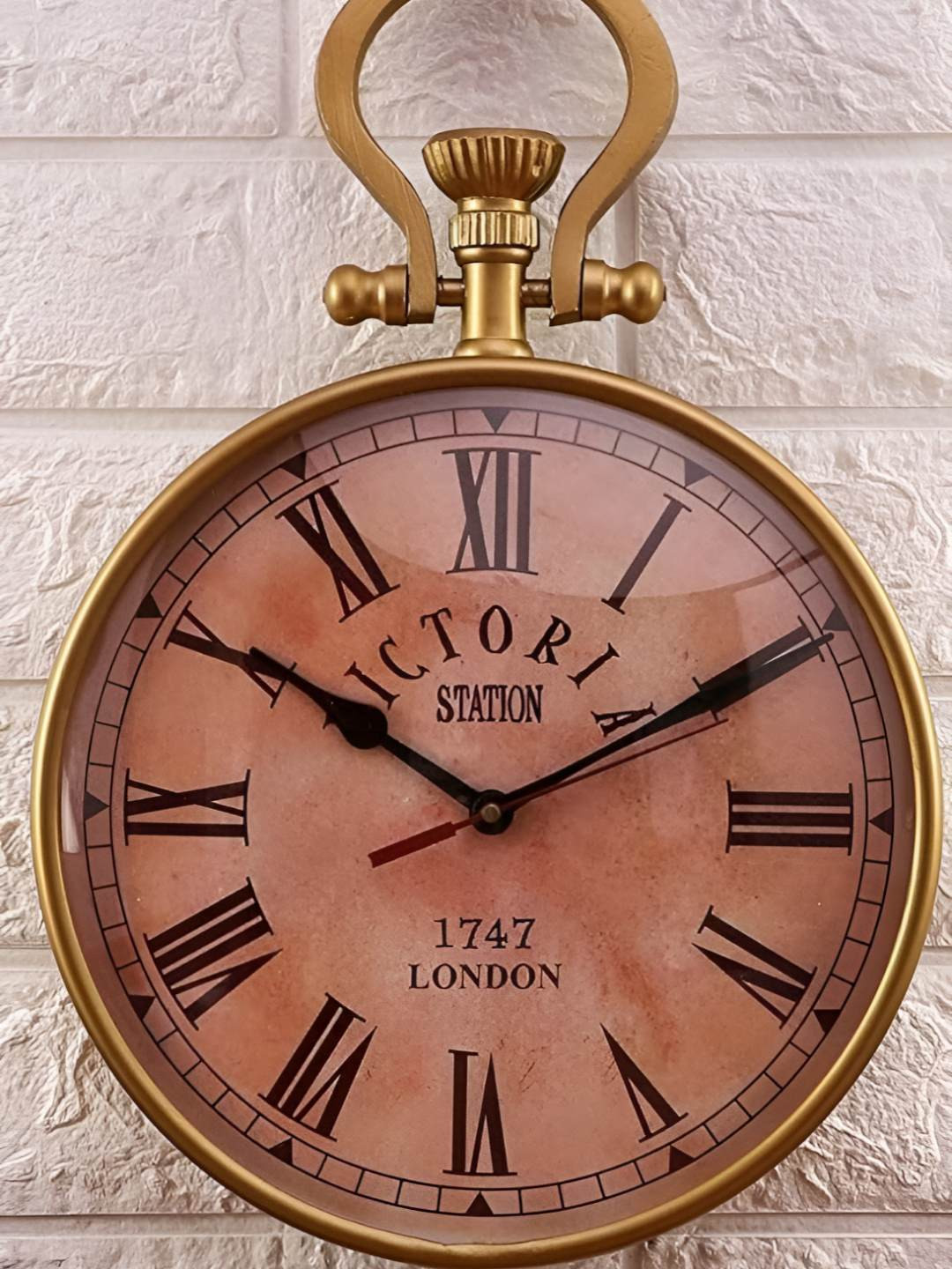 Nutts Kunda Bronze Metal Large Display Round Battery Analogue Wall Clock